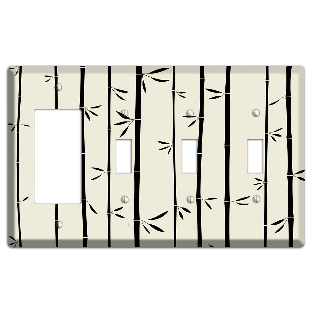 Beige Bamboo Rocker / 3 Toggle Wallplate
