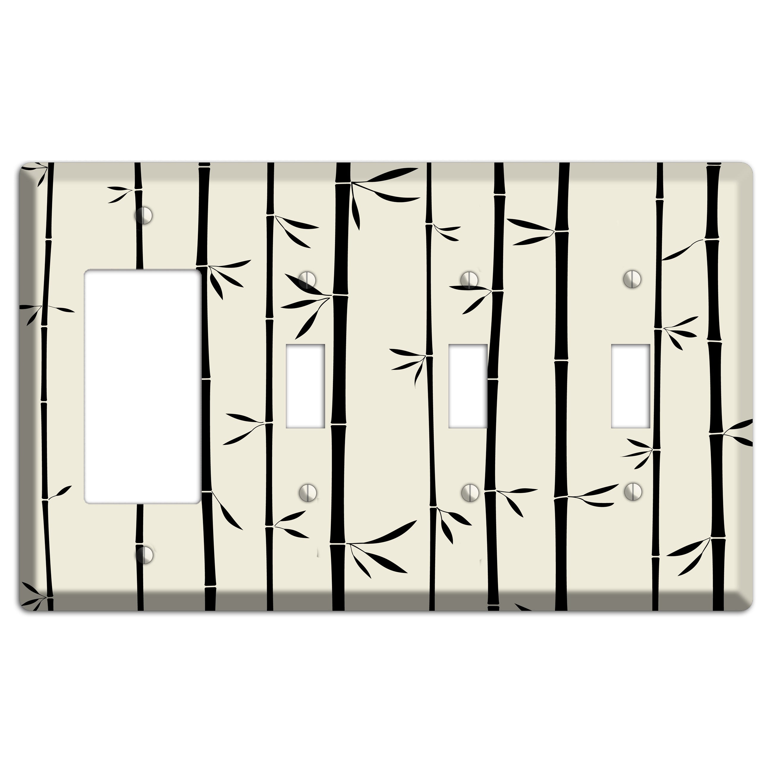 Beige Bamboo Rocker / 3 Toggle Wallplate