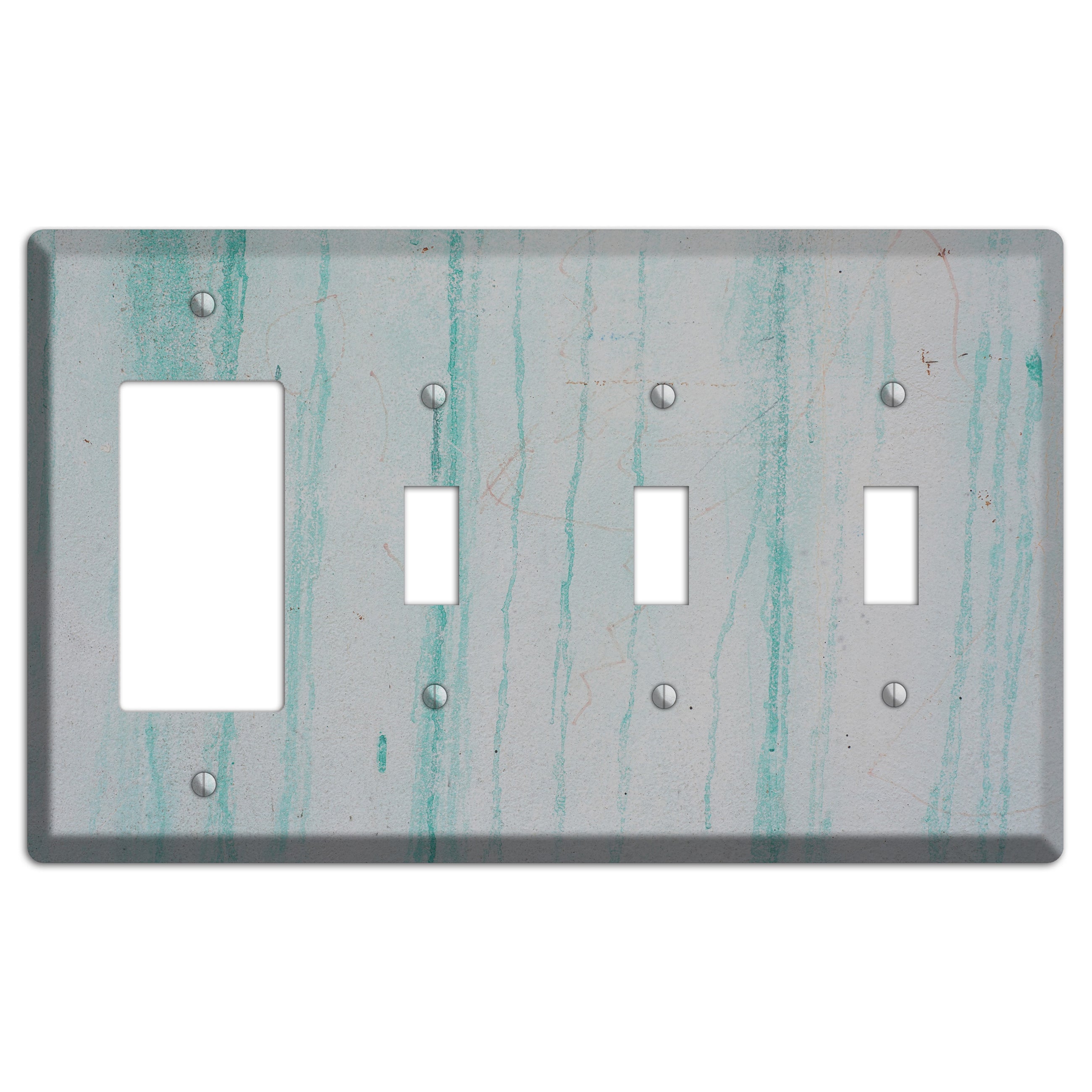 Green Stripes Concrete Rocker / 3 Toggle Wallplate