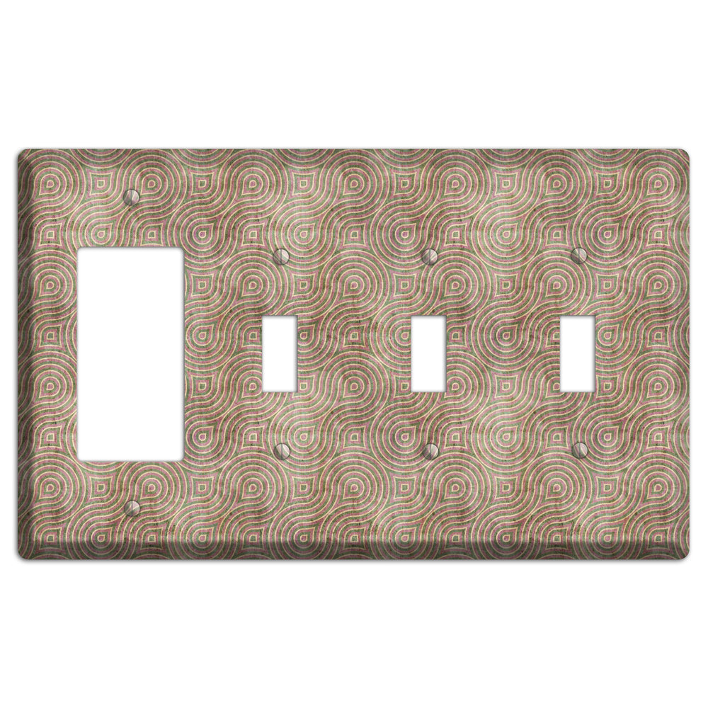 Brown Swirl Rocker / 3 Toggle Wallplate