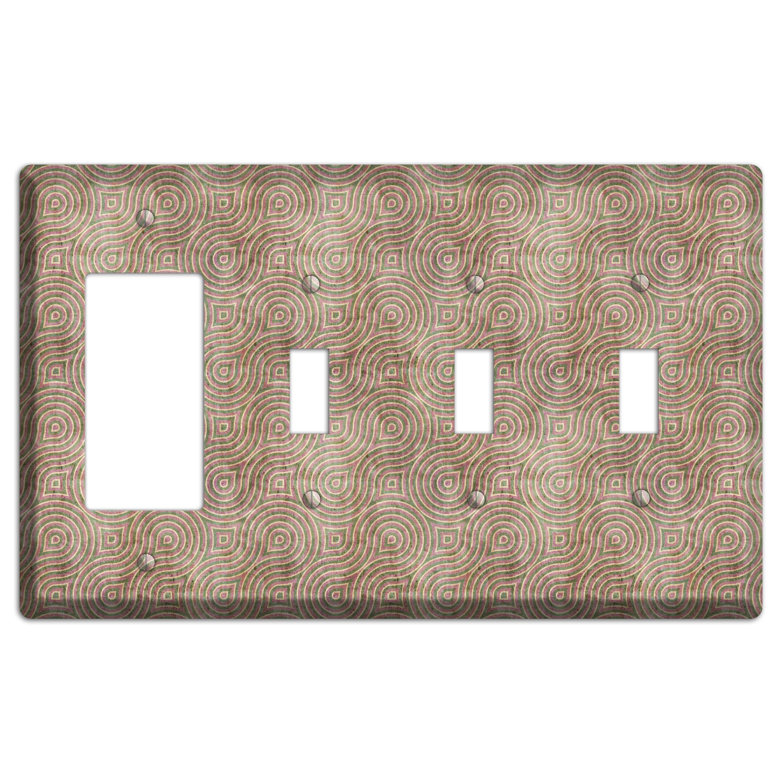Brown Swirl Rocker / 3 Toggle Wallplate