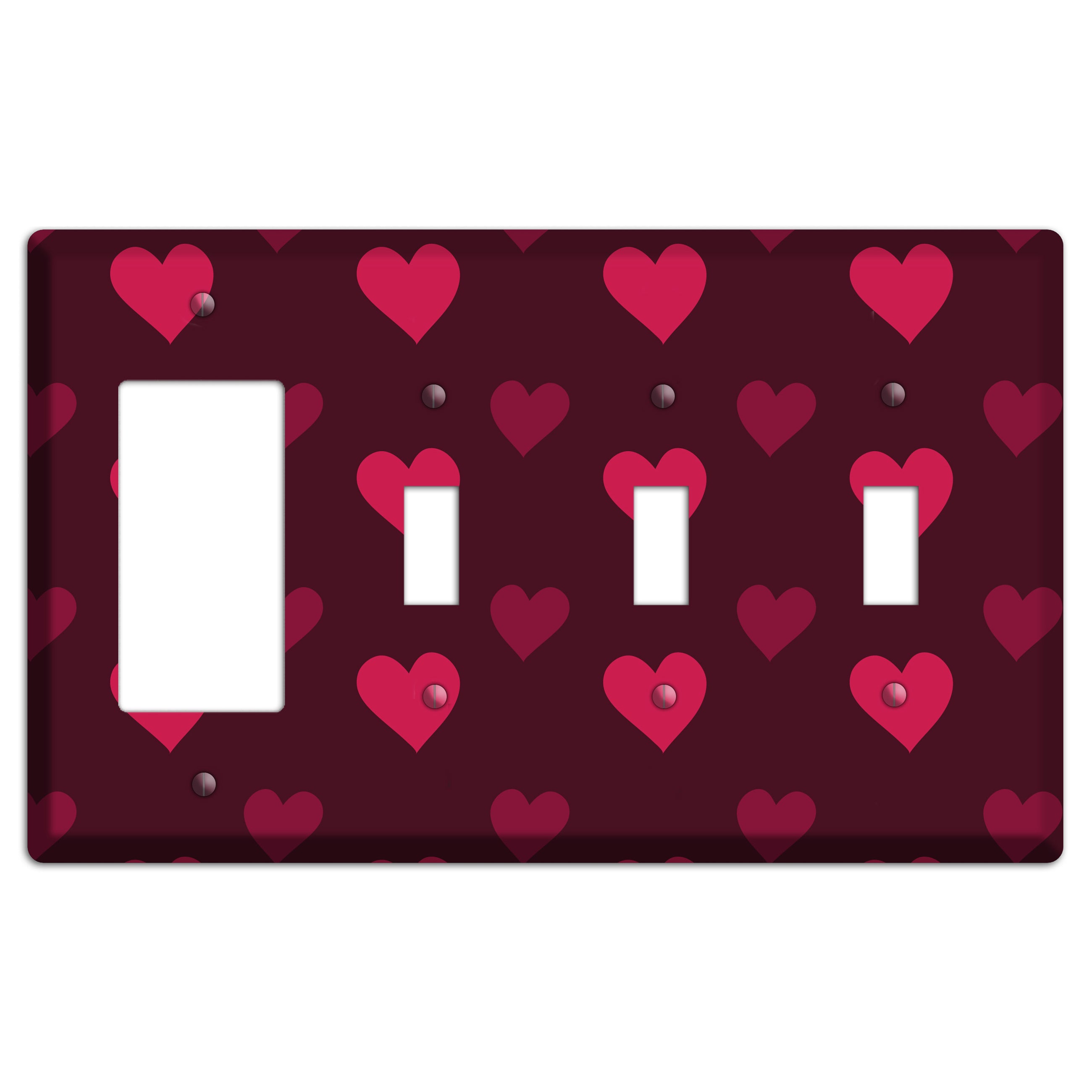 Tiled Large Hearts Rocker / 3 Toggle Wallplate