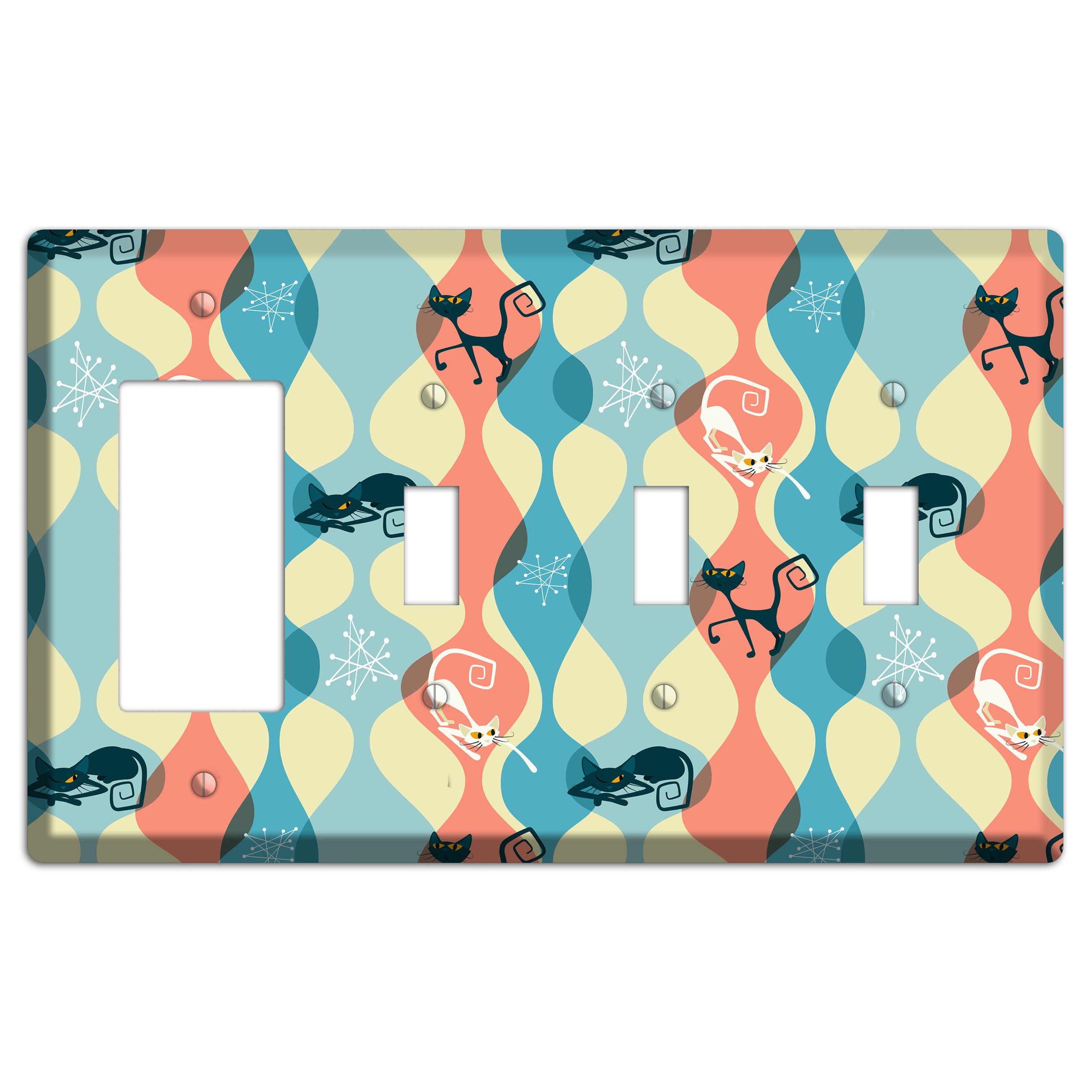 Atomic Kitty Rocker / 3 Toggle Wallplate