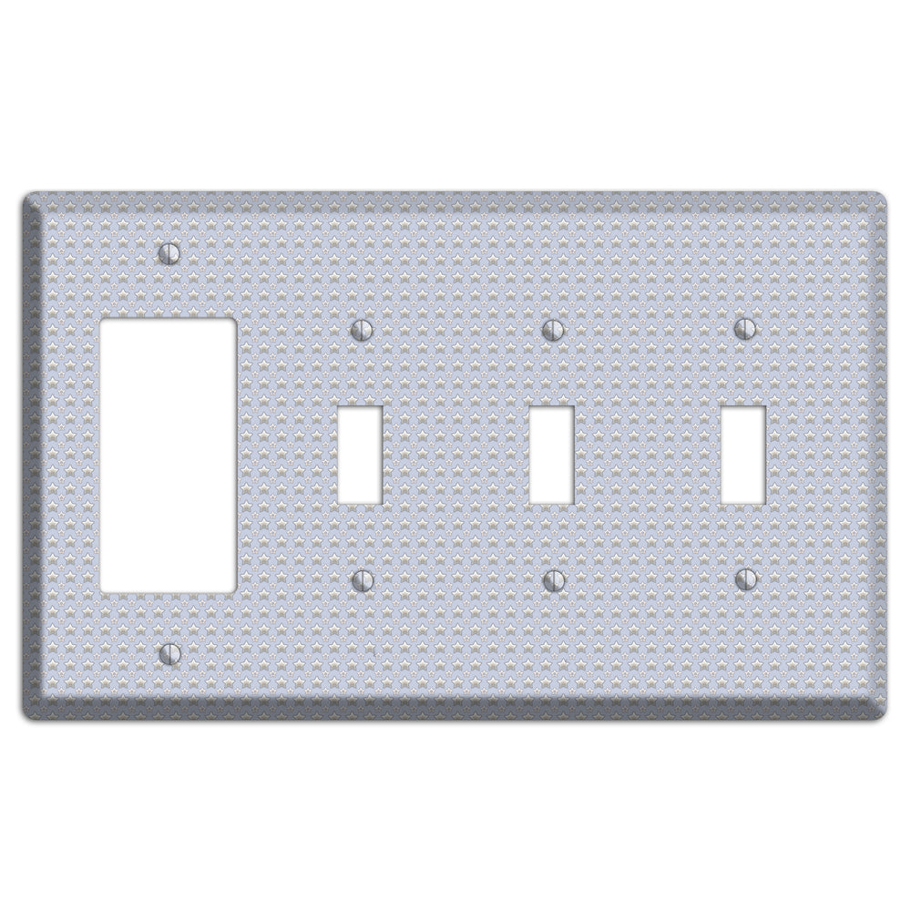 Grey Stars Rocker / 3 Toggle Wallplate