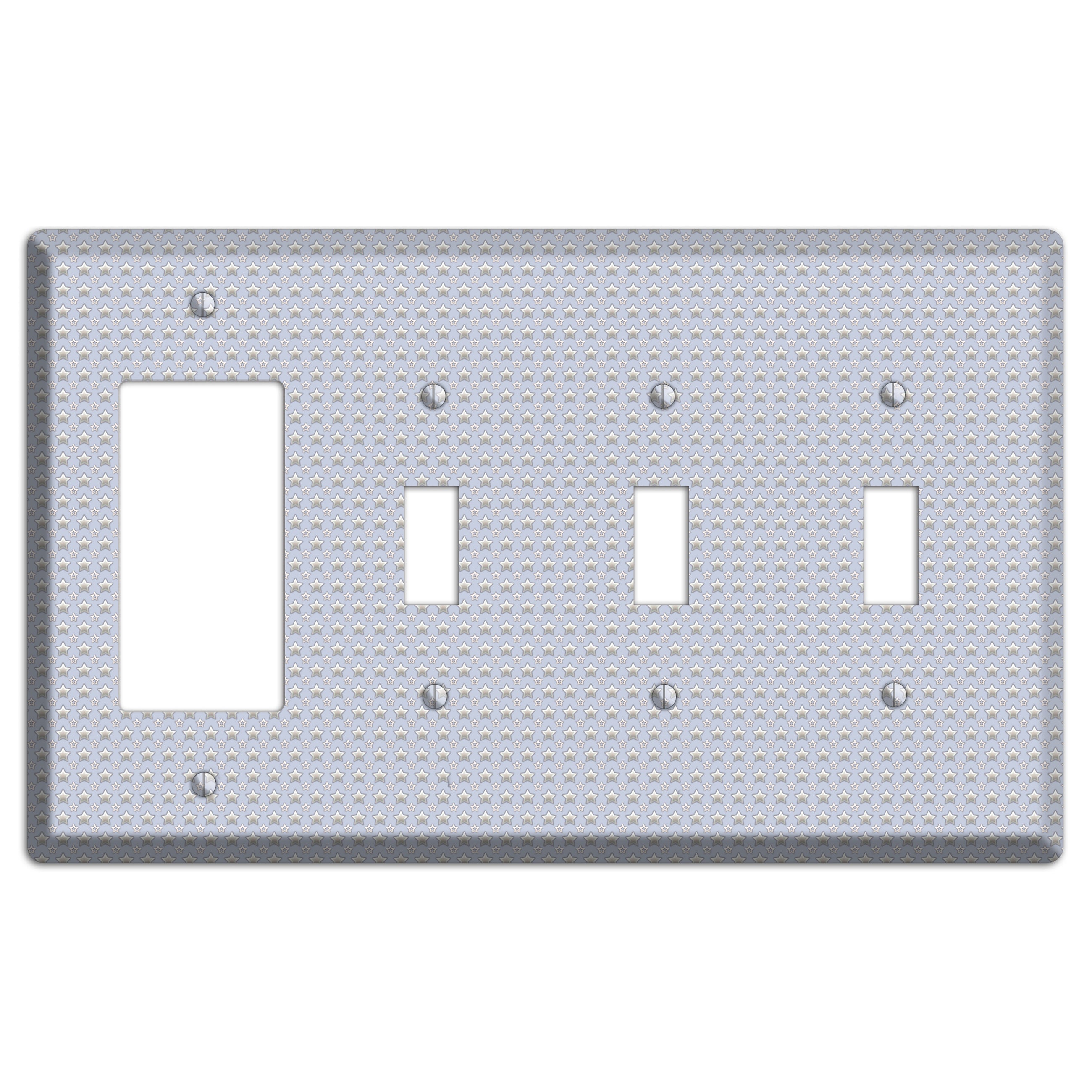 Grey Stars Rocker / 3 Toggle Wallplate