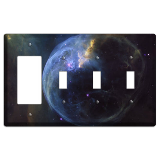 Bubble Nebula Rocker / 3 Toggle Wallplate