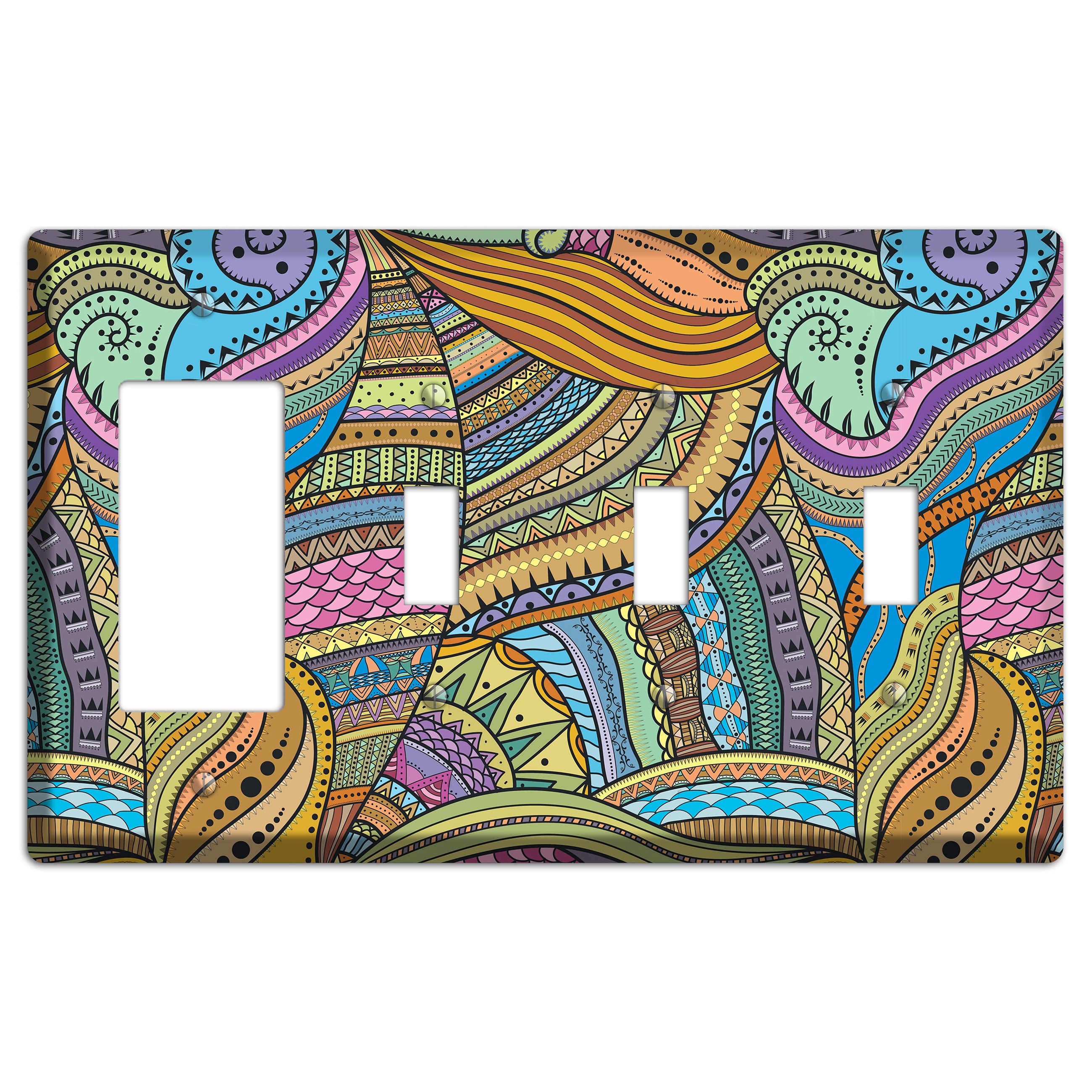 Retro Flourish 6 Rocker / 3 Toggle Wallplate