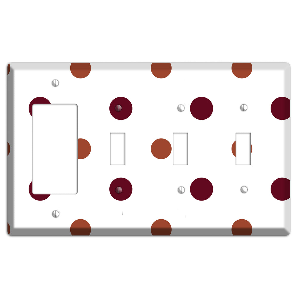 Multi Brown Medium Polka Dots Rocker / 3 Toggle Wallplate