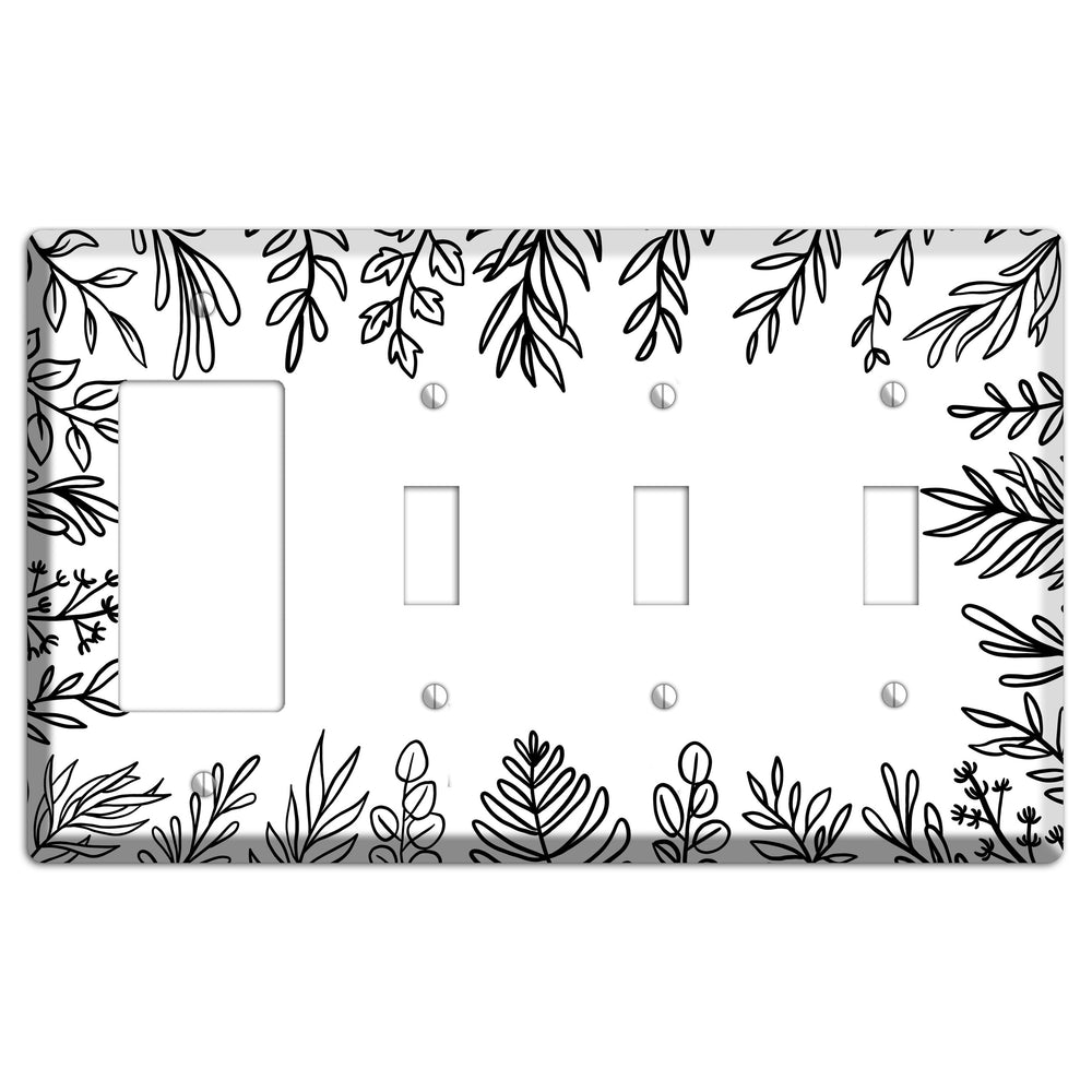 Hand-Drawn Floral 39 Rocker / 3 Toggle Wallplate