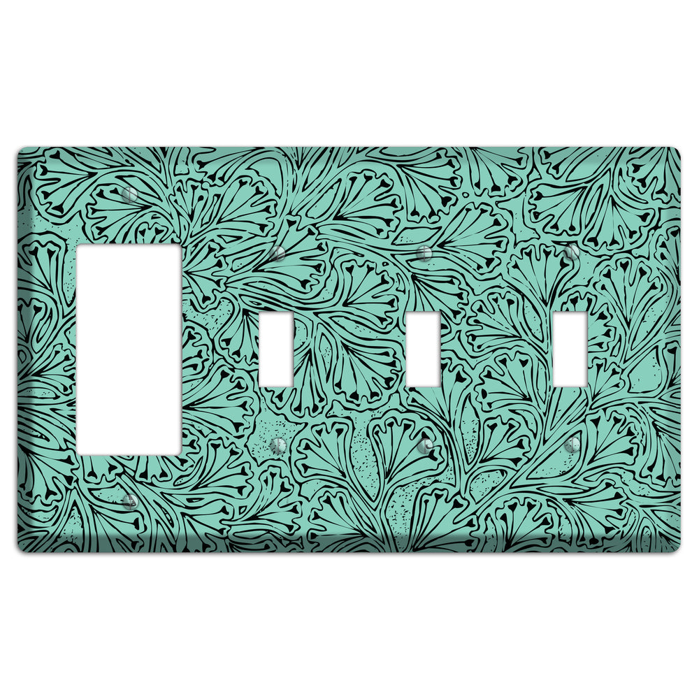 Deco Olive Interlocking Floral Rocker / 3 Toggle Wallplate