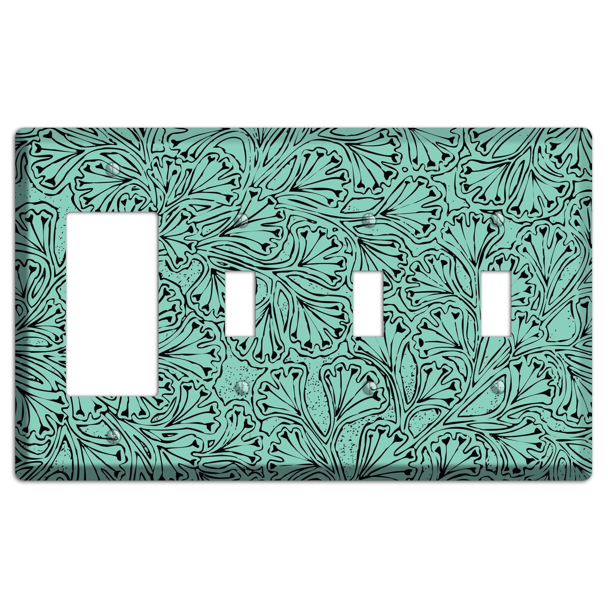 Deco Olive Interlocking Floral Rocker / 3 Toggle Wallplate