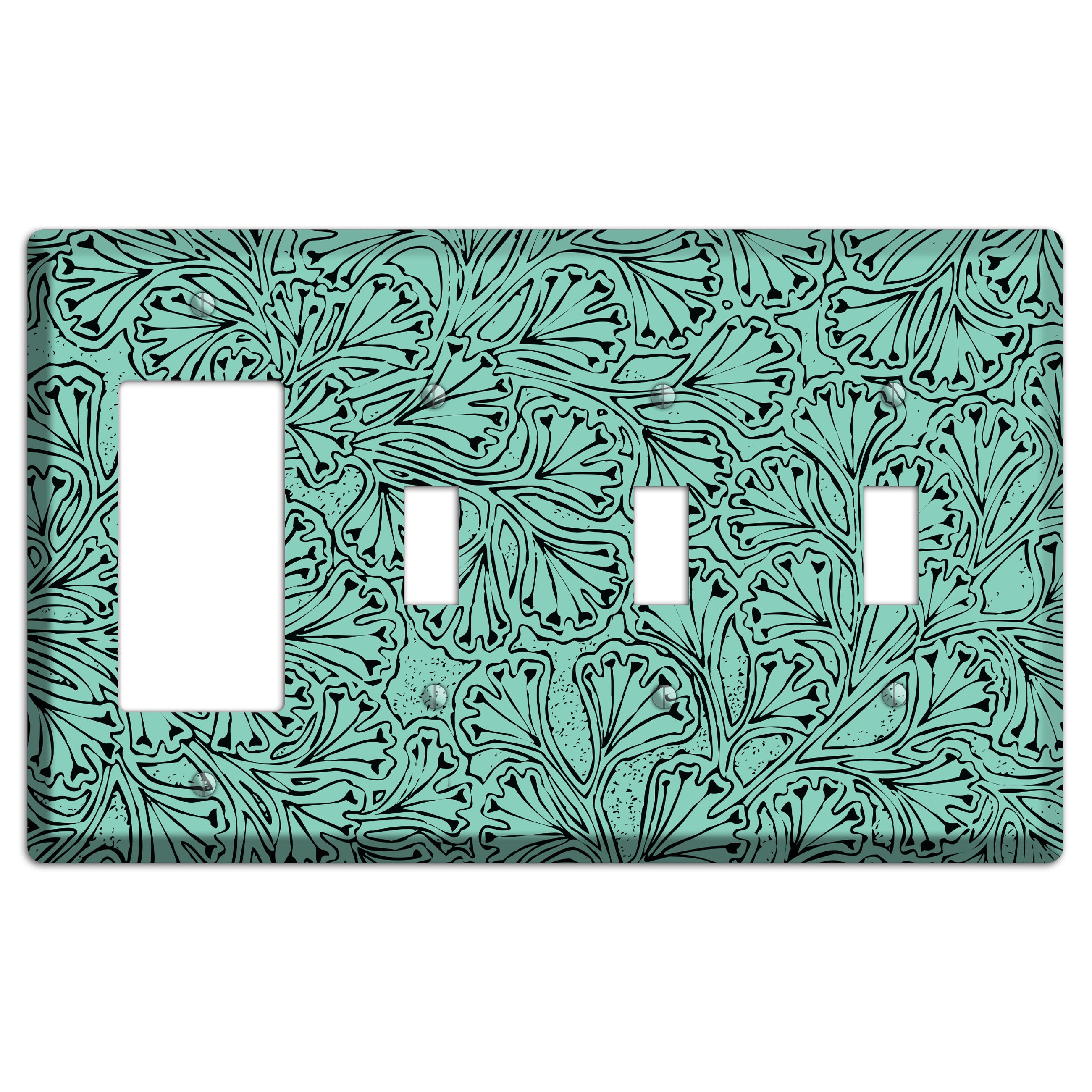 Deco Olive Interlocking Floral Rocker / 3 Toggle Wallplate
