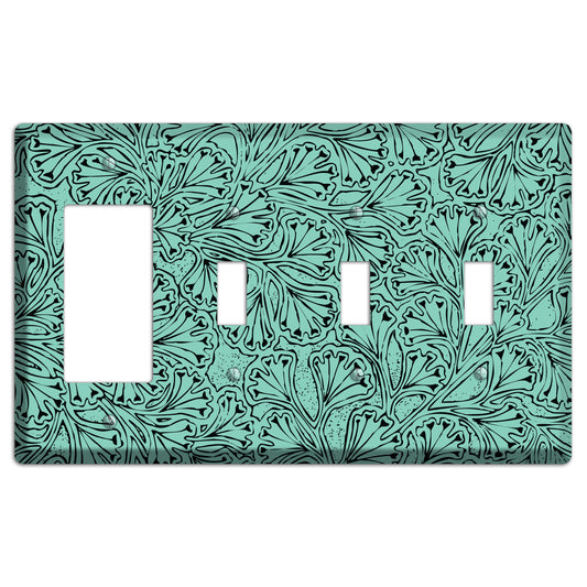 Deco Olive Interlocking Floral Rocker / 3 Toggle Wallplate