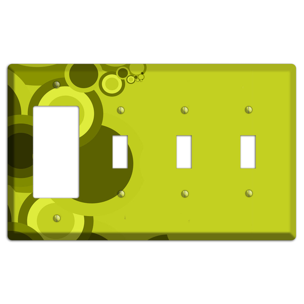 Green Circles Rocker / 3 Toggle Wallplate