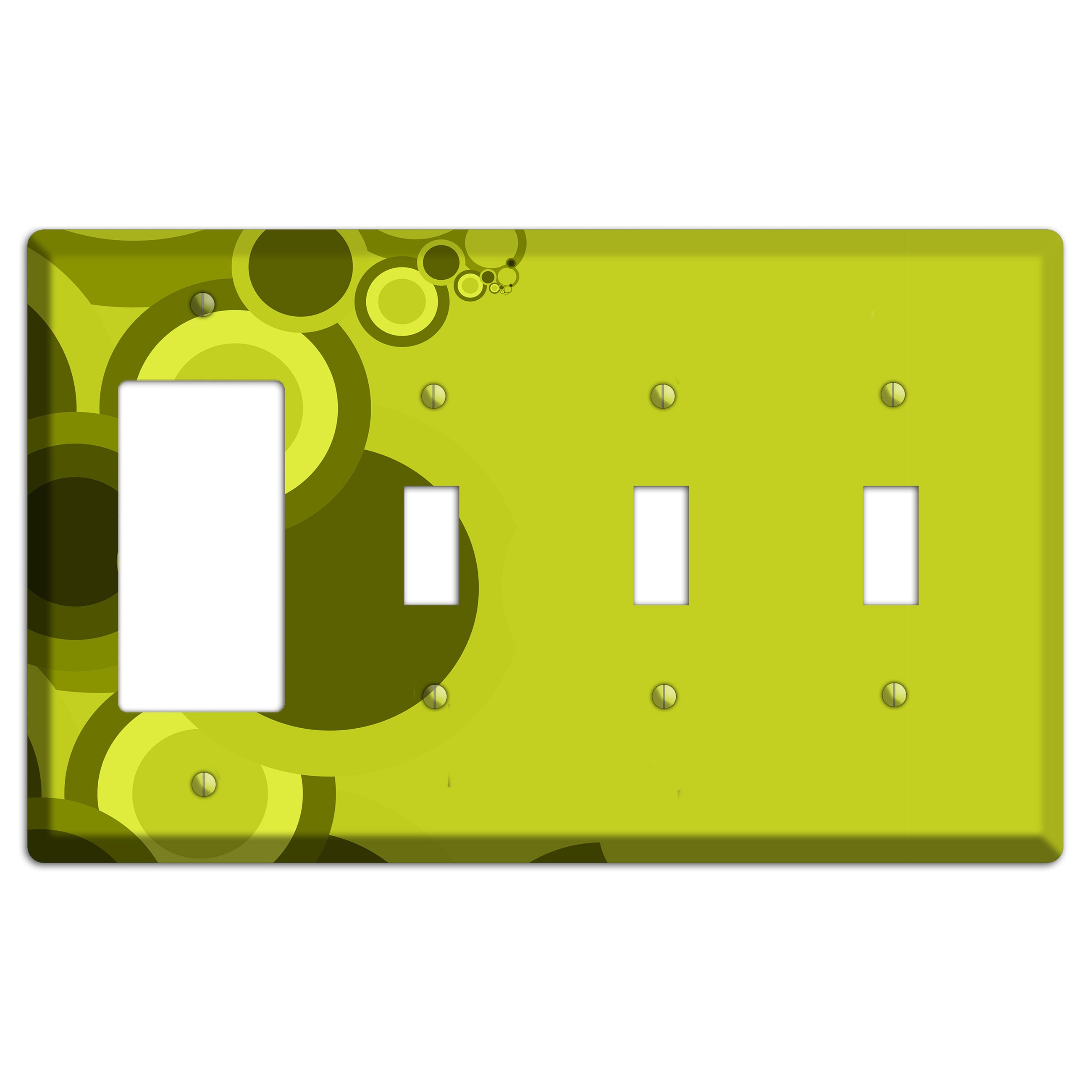 Green Circles Rocker / 3 Toggle Wallplate