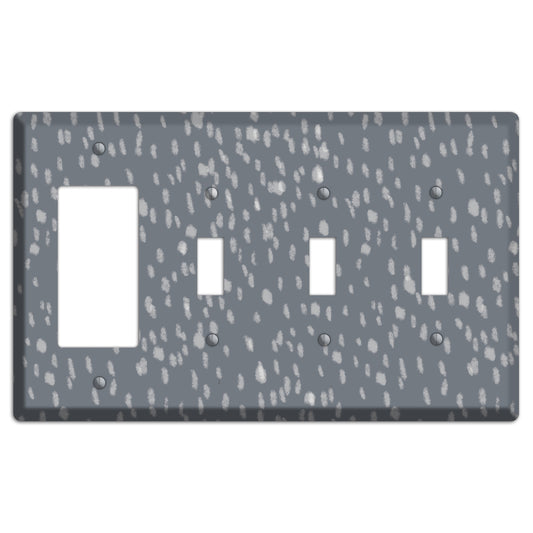 Gray and White Speckle Rocker / 3 Toggle Wallplate
