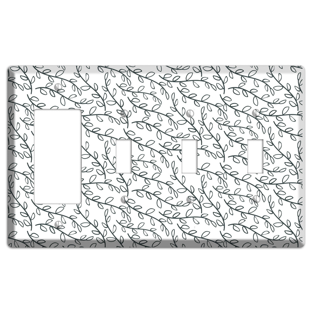 Leaves Style O Rocker / 3 Toggle Wallplate