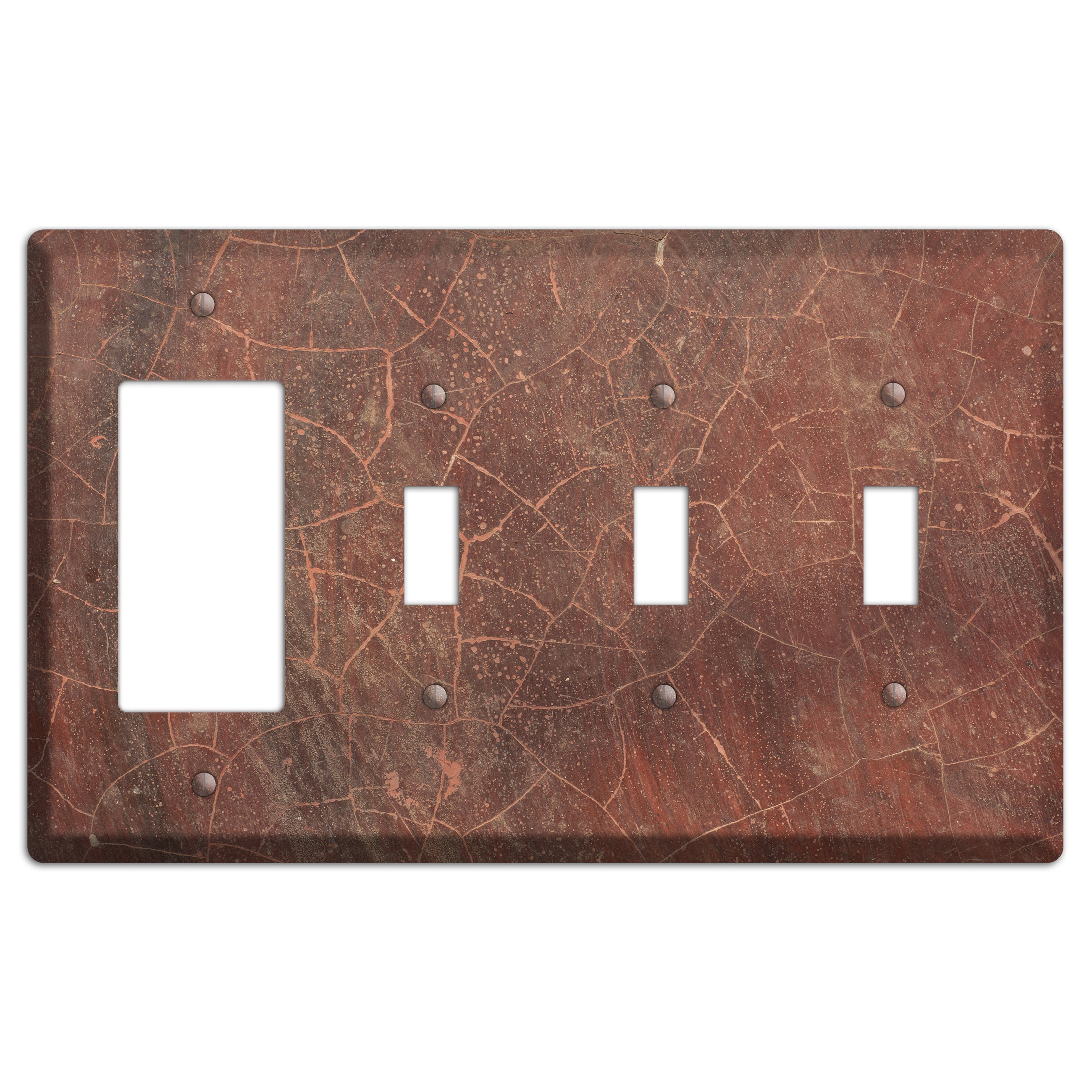 Maroon Cracked Concrete Rocker / 3 Toggle Wallplate