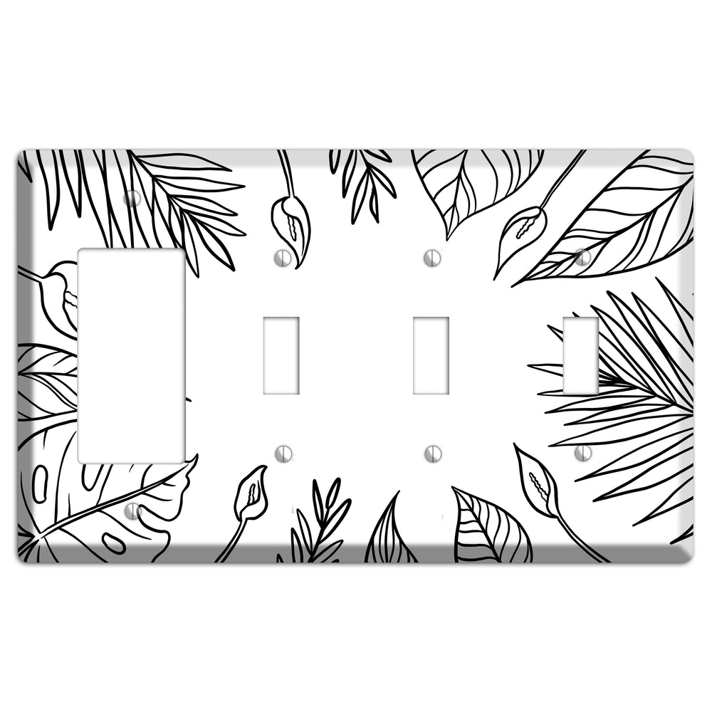 Hand-Drawn Leaves 1 Rocker / 3 Toggle Wallplate