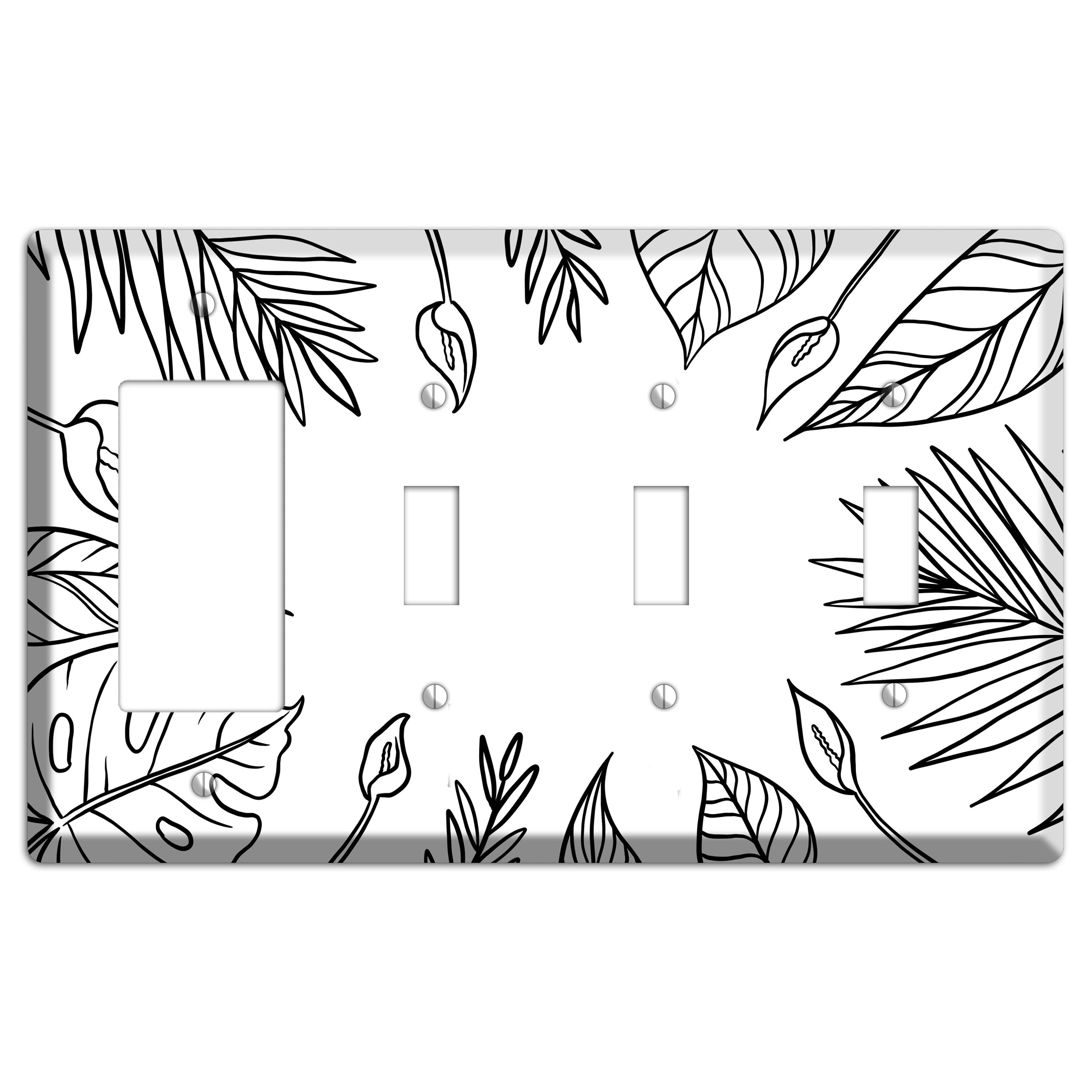 Hand-Drawn Leaves 1 Rocker / 3 Toggle Wallplate