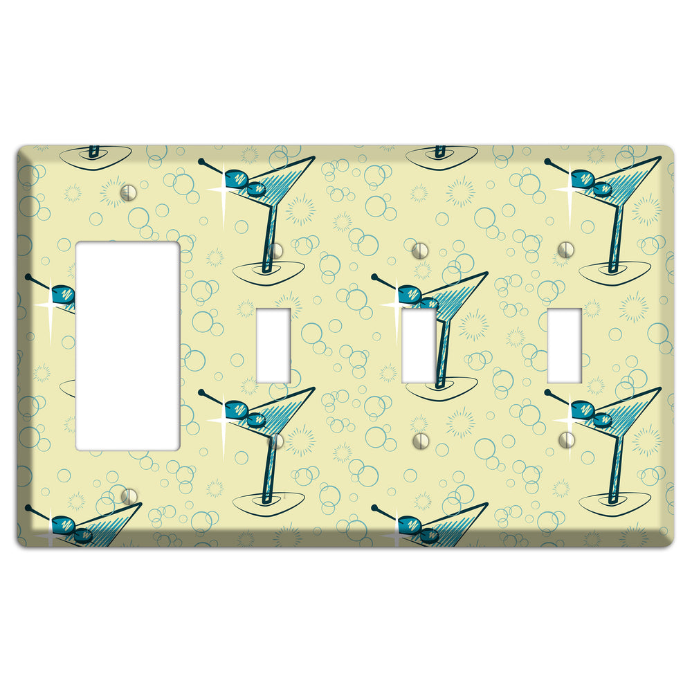 Yellow Martini Rocker / 3 Toggle Wallplate