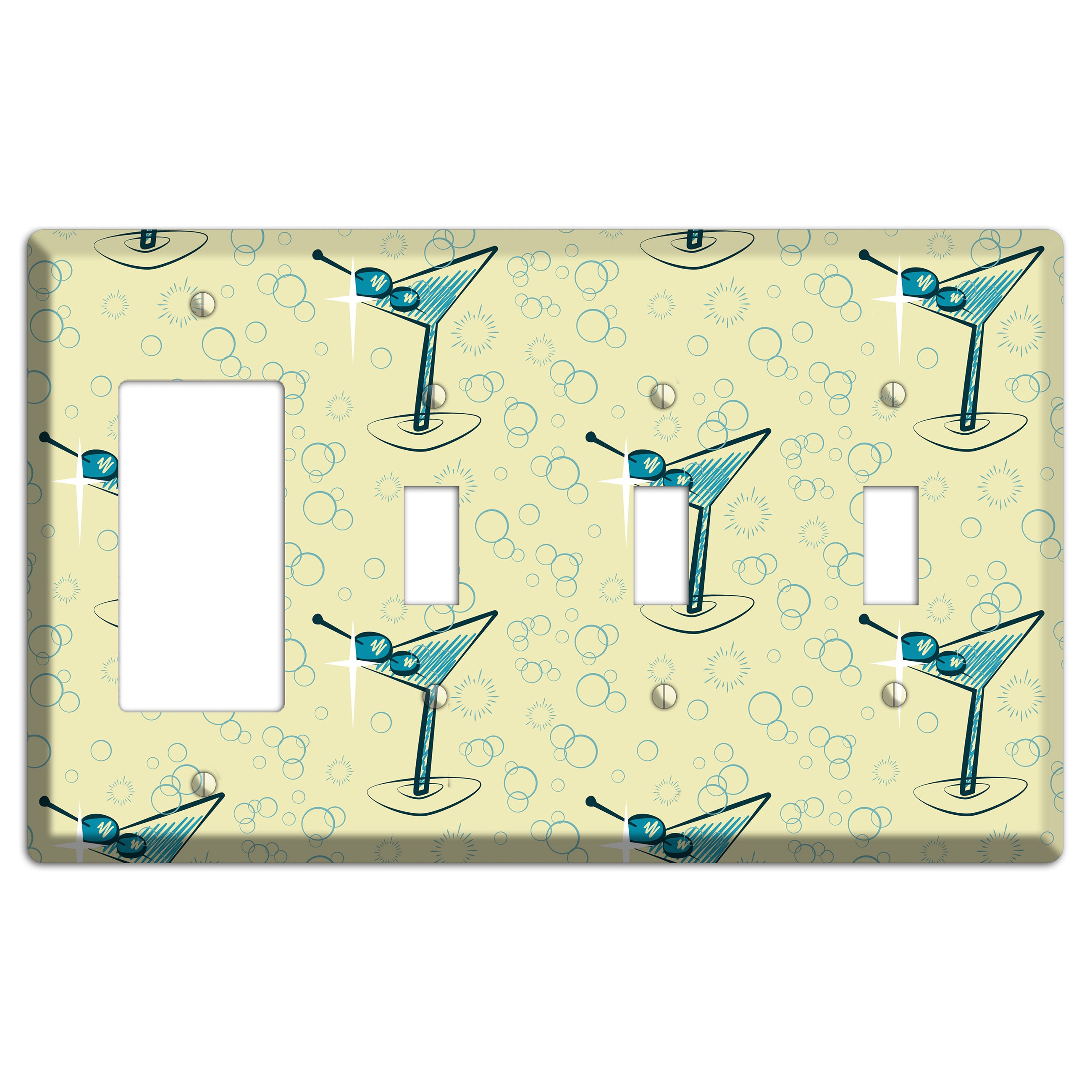 Yellow Martini Rocker / 3 Toggle Wallplate