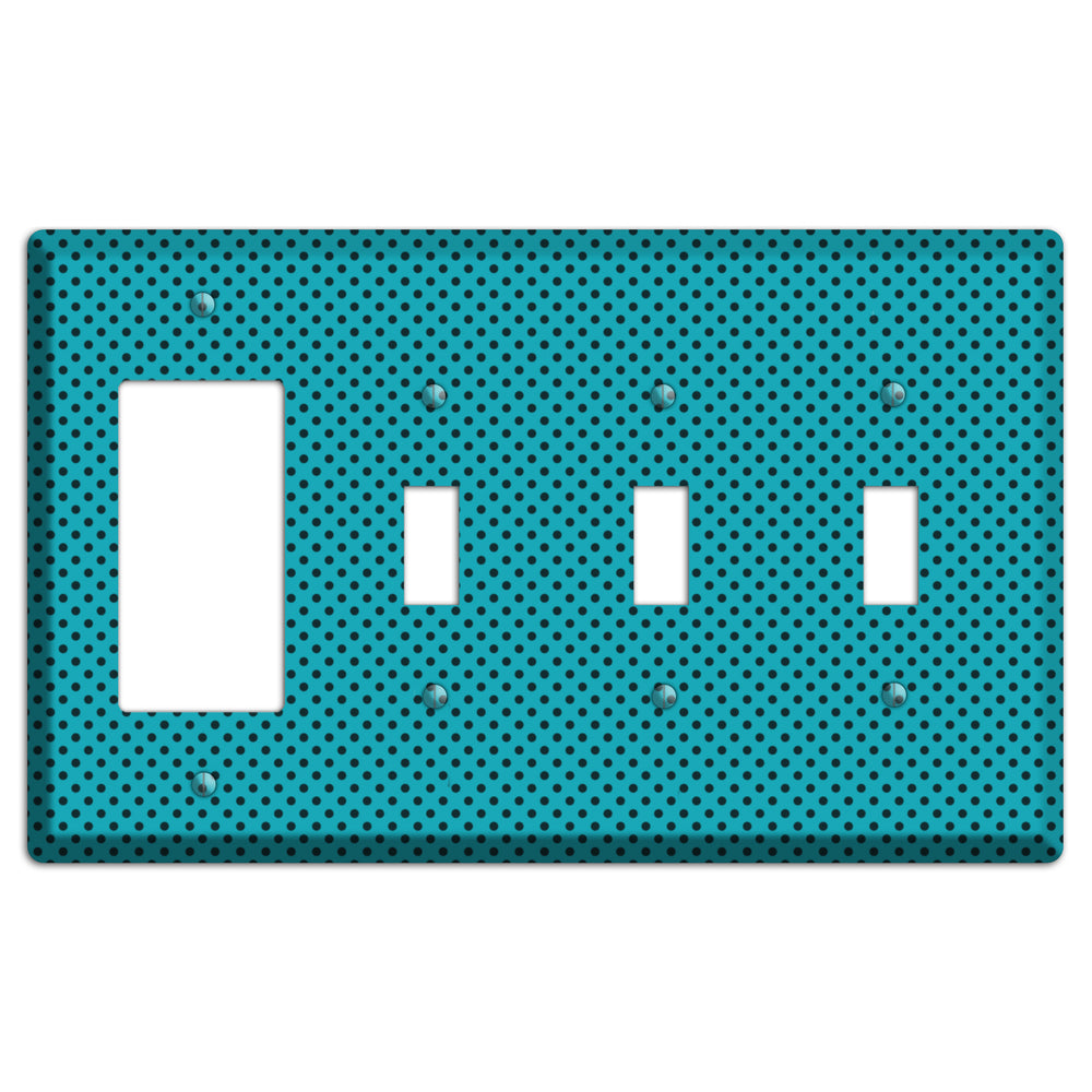 Turquoise with Polka Dots Rocker / 3 Toggle Wallplate