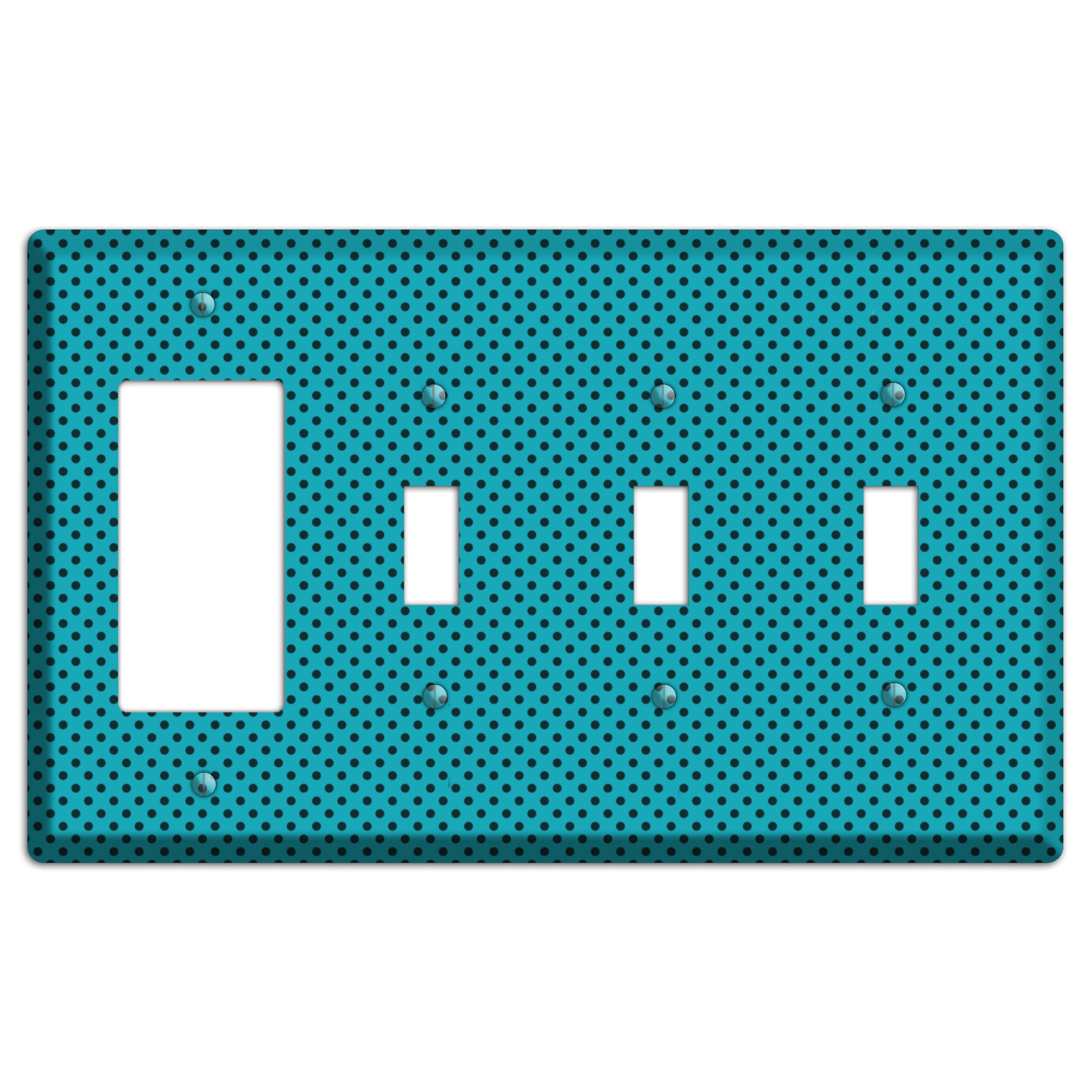 Turquoise with Polka Dots Rocker / 3 Toggle Wallplate