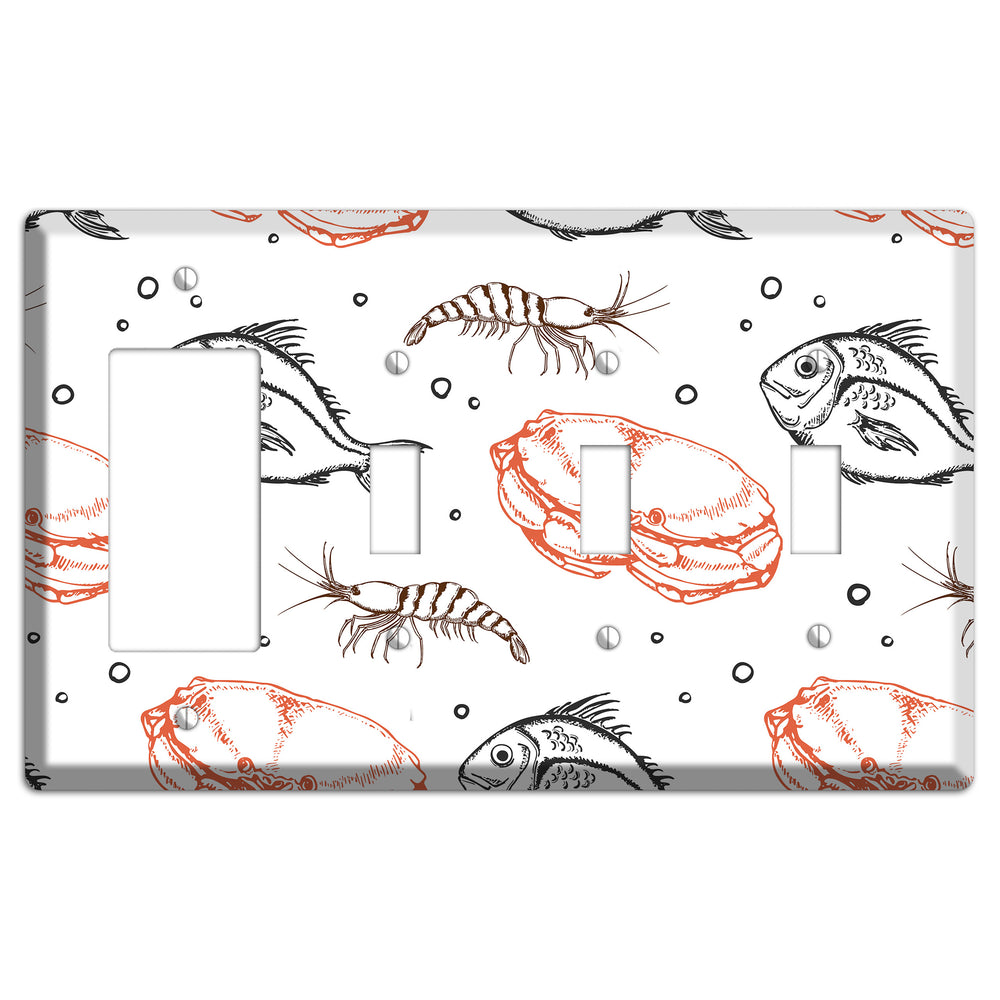 Mixed Sea Life Style 3 Rocker / 3 Toggle Wallplate