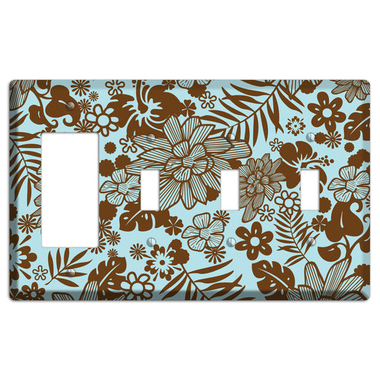 Blue and Brown Tropical Rocker / 3 Toggle Wallplate