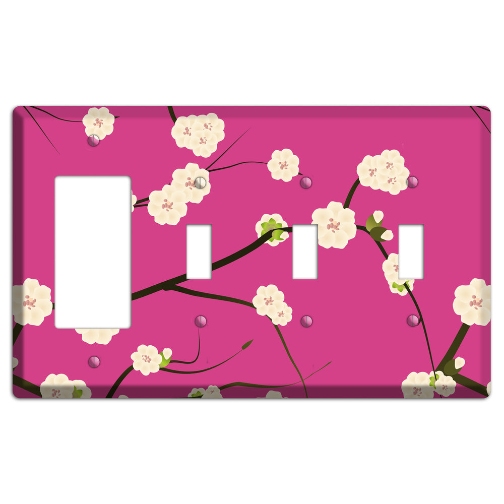 Pink Cherry Blossoms 2 Rocker / 3 Toggle Wallplate