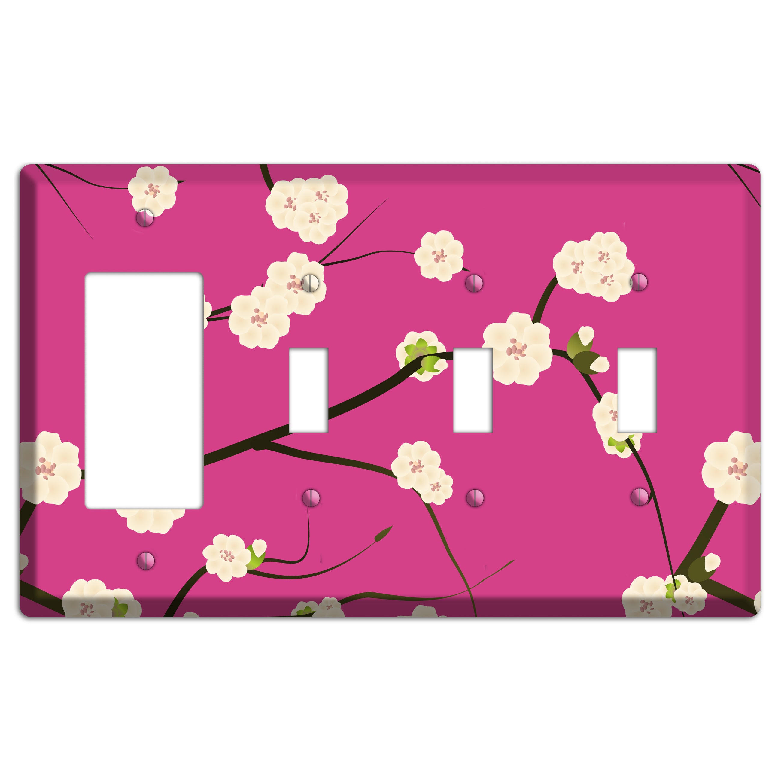 Pink Cherry Blossoms 2 Rocker / 3 Toggle Wallplate