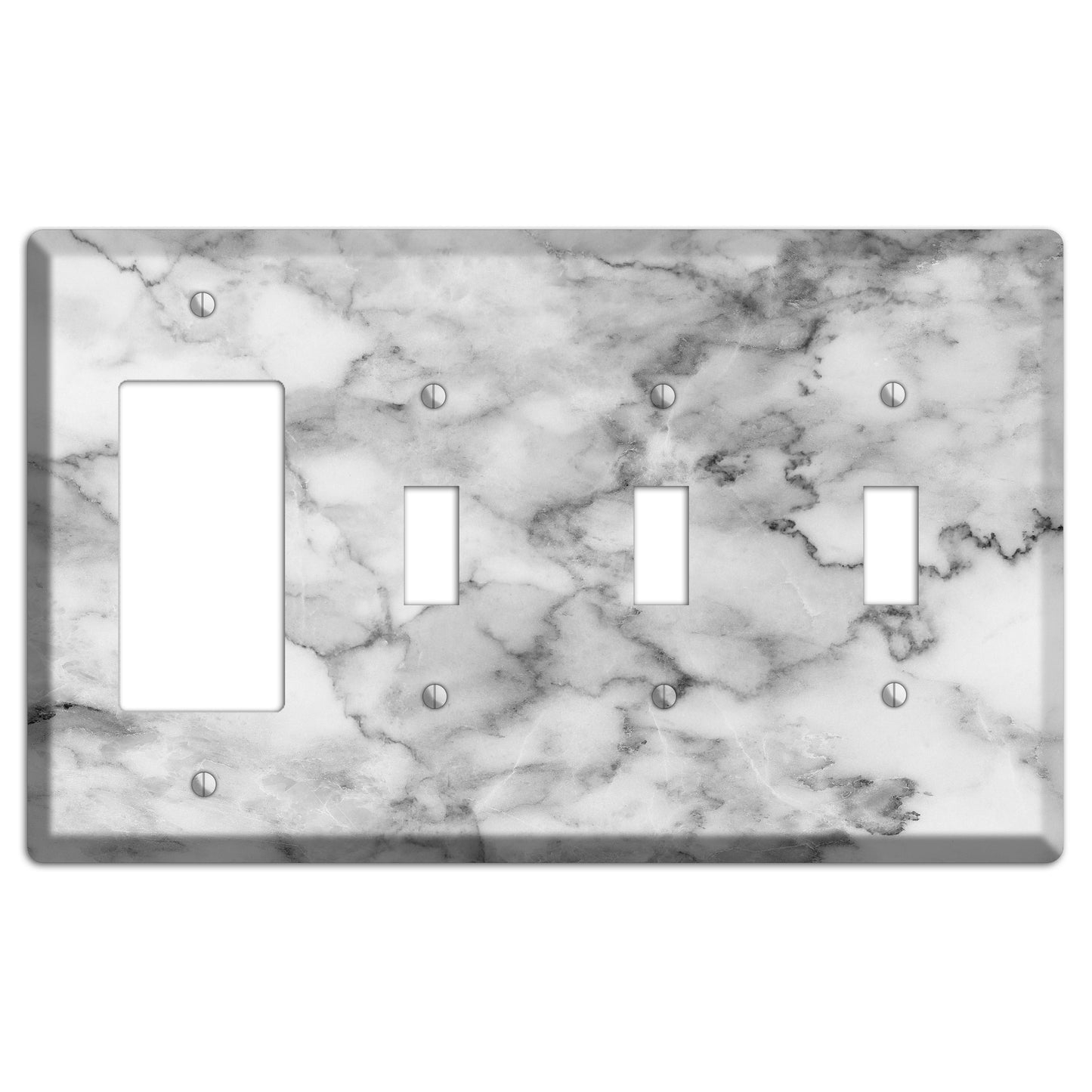 Gray and White Marble Rocker / 3 Toggle Wallplate