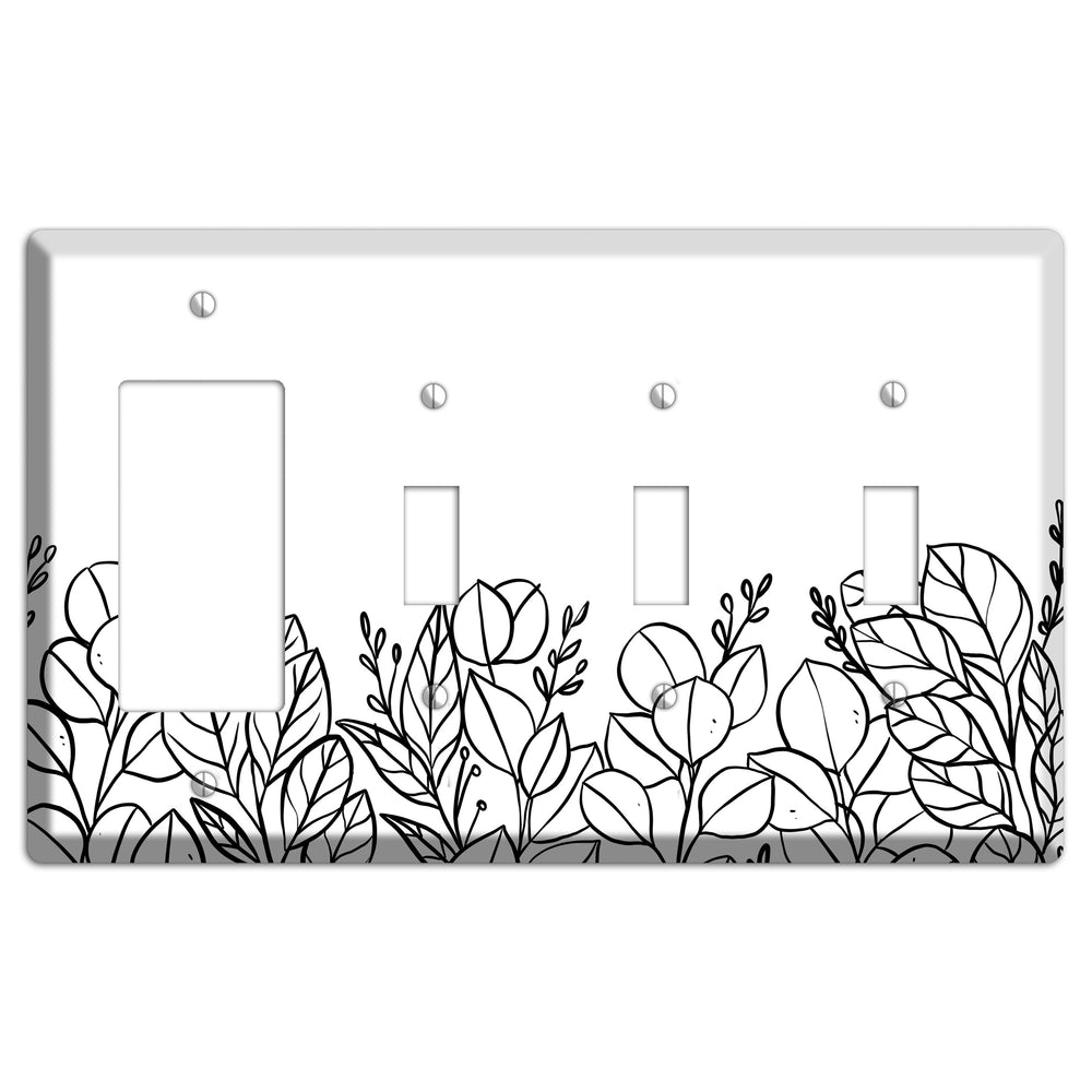 Hand-Drawn Floral 15 Rocker / 3 Toggle Wallplate