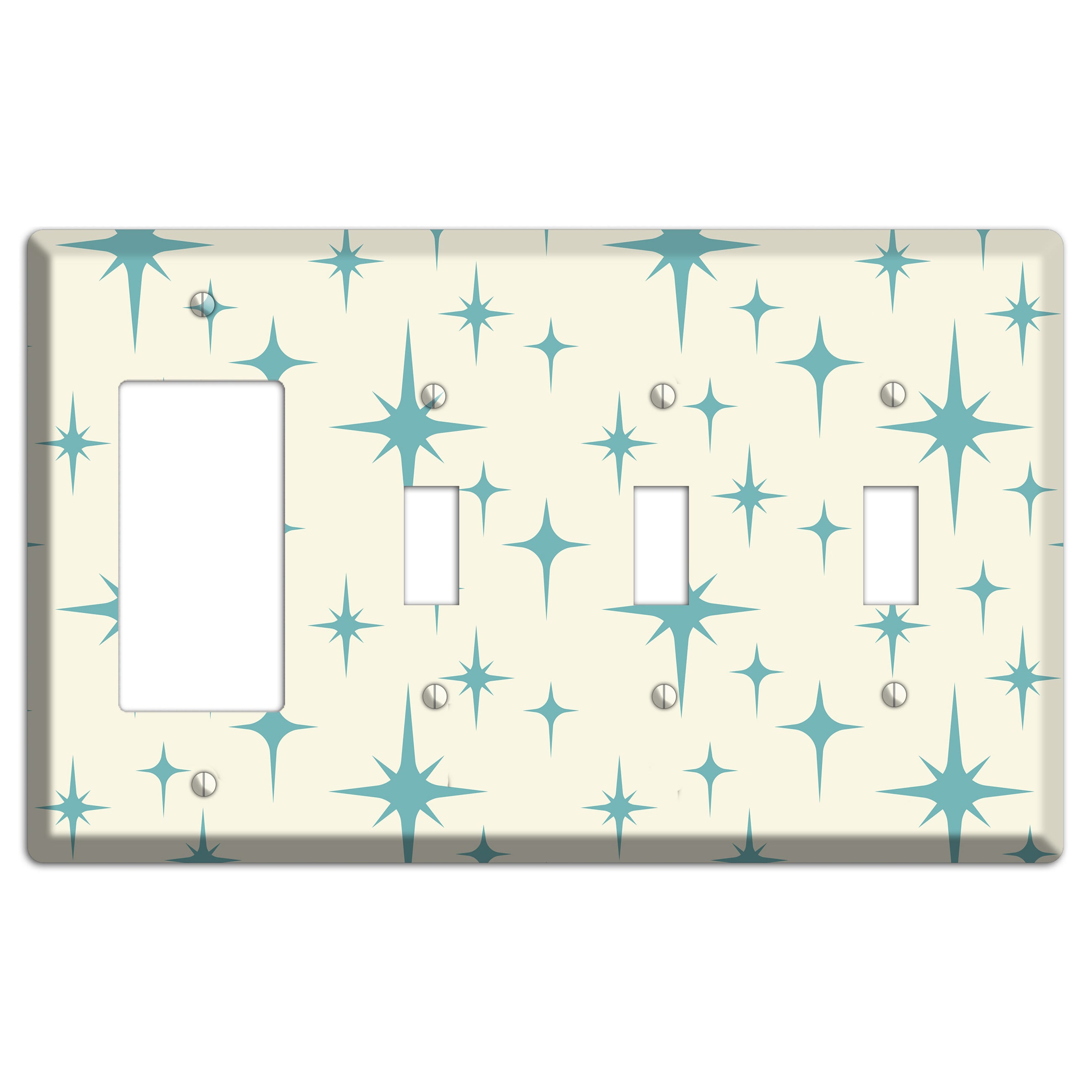 Yellow Atomic Star Rocker / 3 Toggle Wallplate