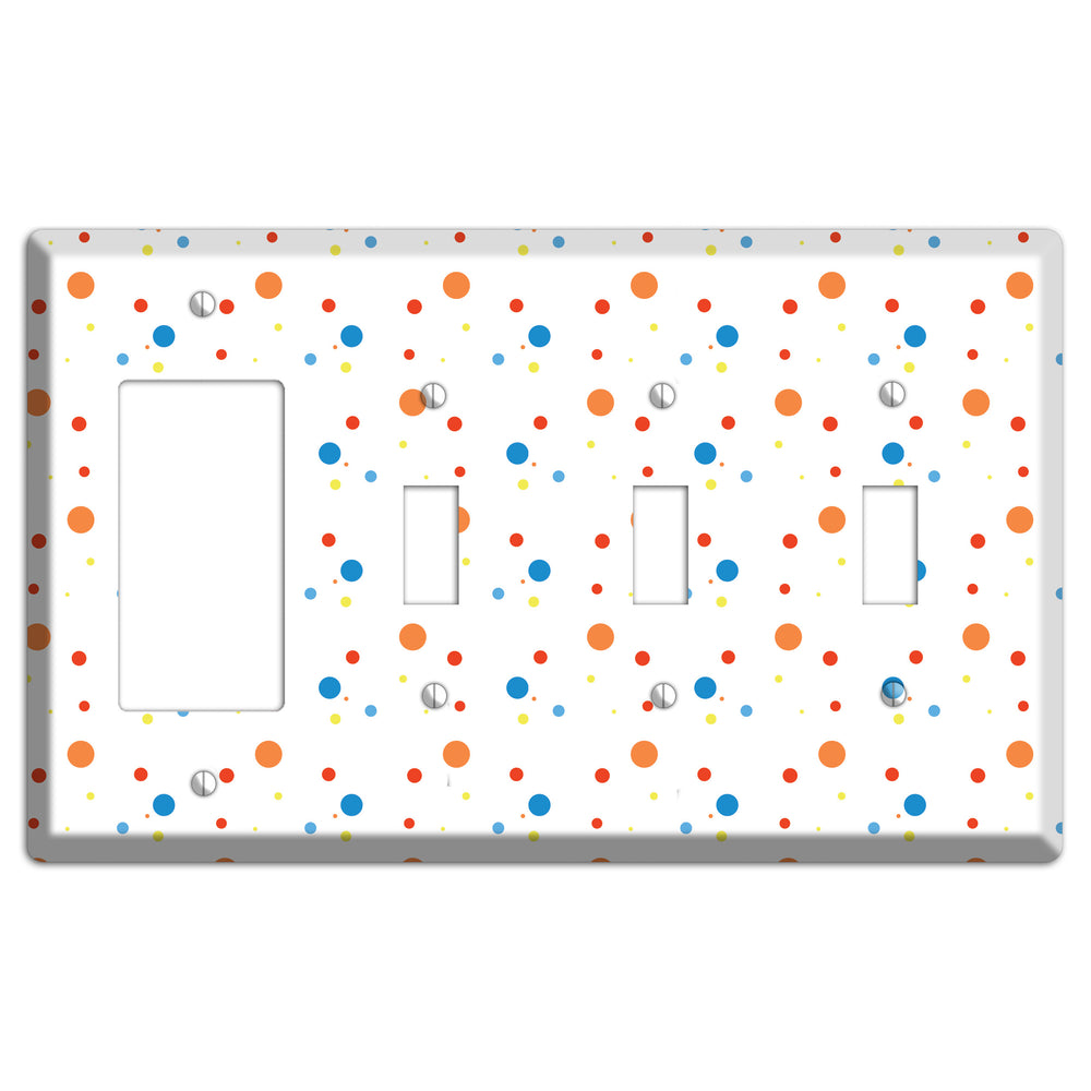 White with Multi Color Small Dots 2 Rocker / 3 Toggle Wallplate