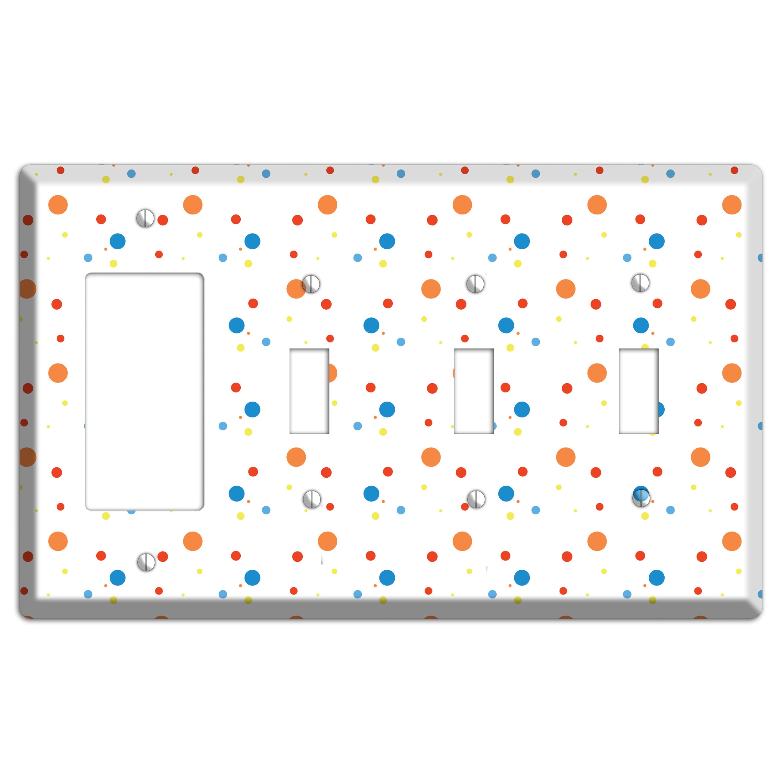 White with Multi Color Small Dots 2 Rocker / 3 Toggle Wallplate