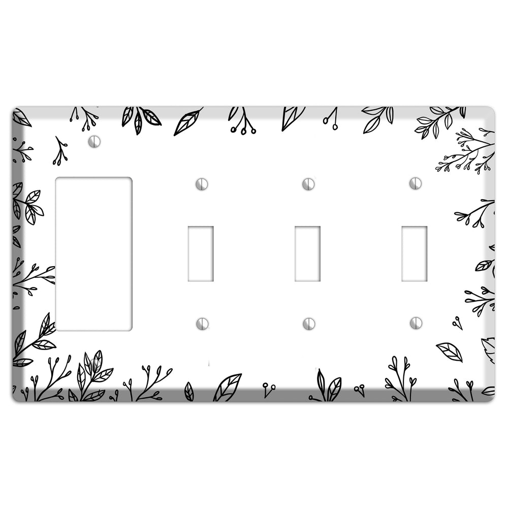 Hand-Drawn Floral 29 Rocker / 3 Toggle Wallplate