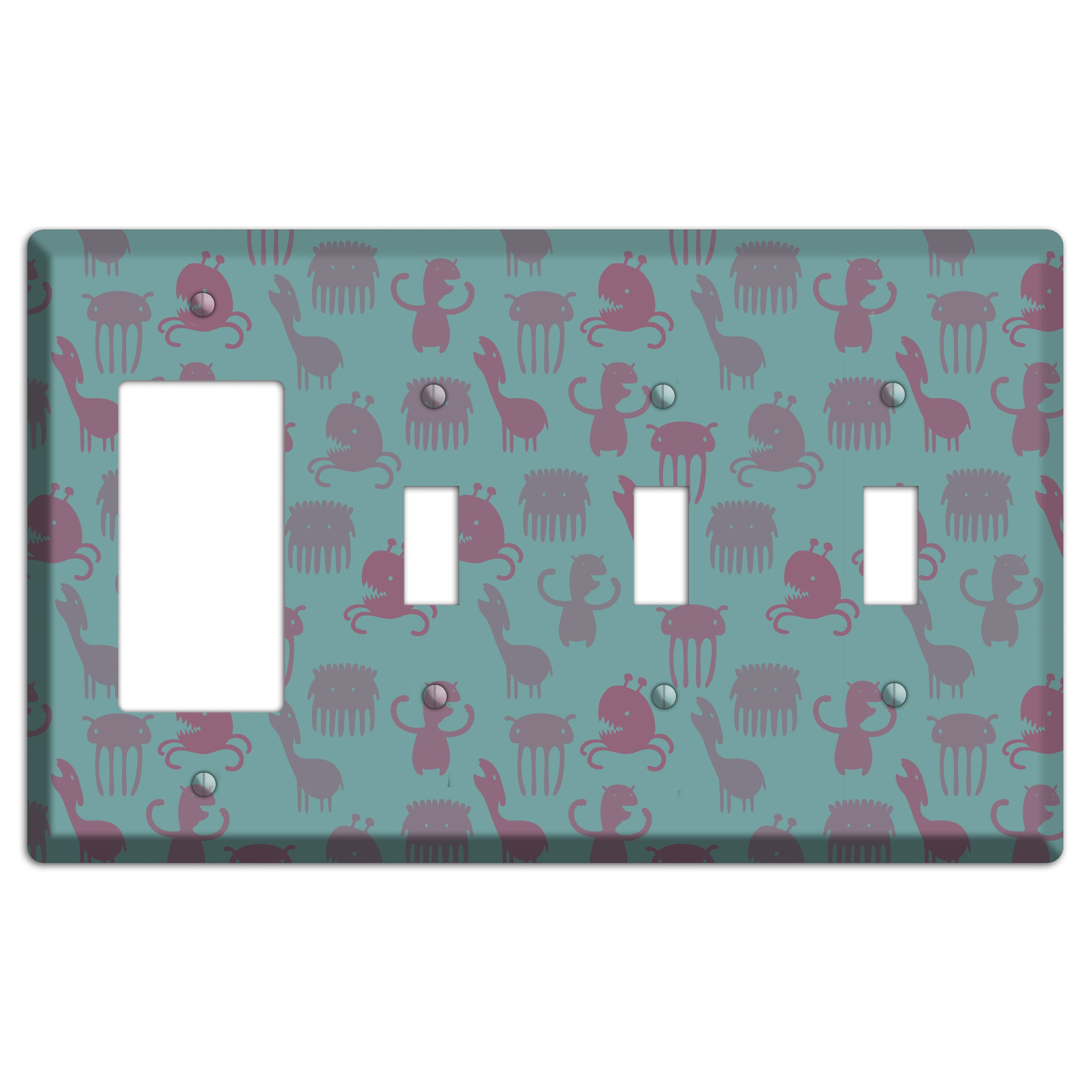 Sily Monsters Green Rocker / 3 Toggle Wallplate