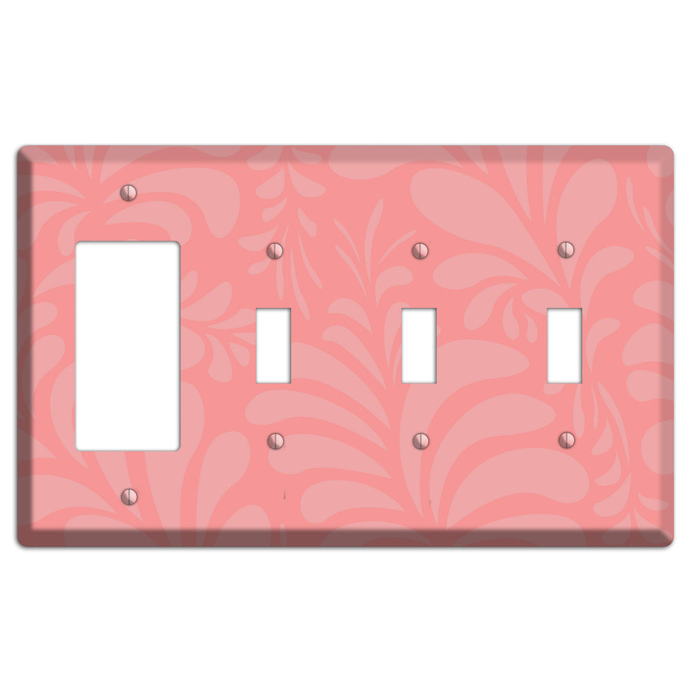 Pink Herati Rocker / 3 Toggle Wallplate