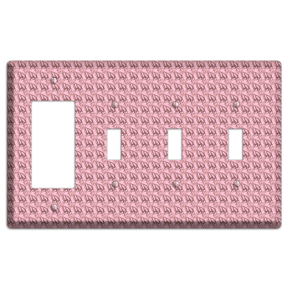 Pink Ballet Slippers Rocker / 3 Toggle Wallplate