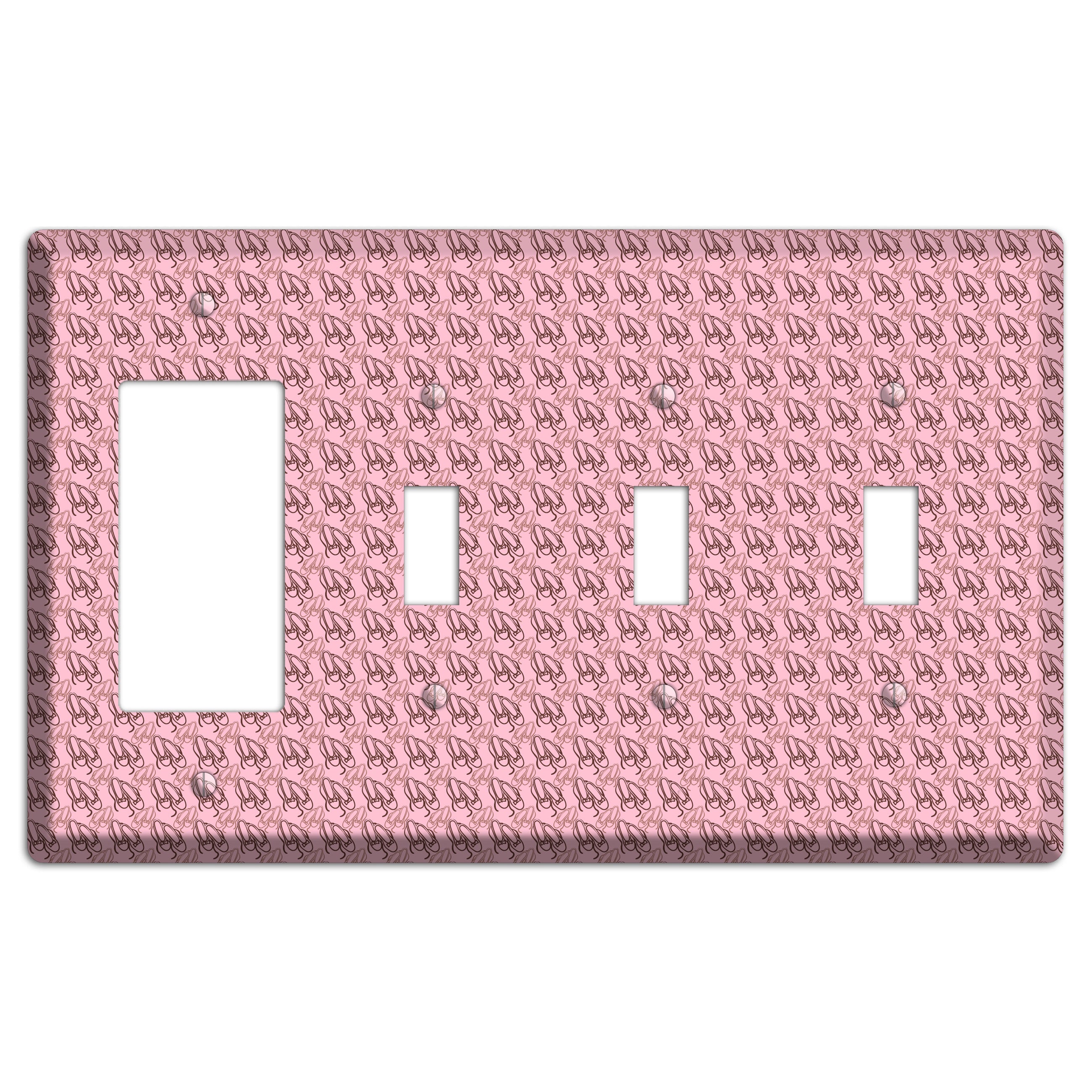 Pink Ballet Slippers Rocker / 3 Toggle Wallplate