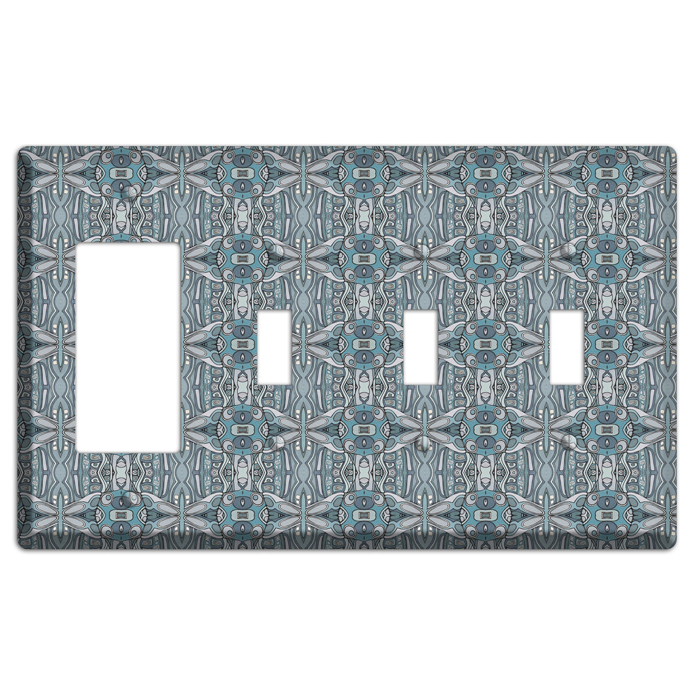 Blue Tapestry Rocker / 3 Toggle Wallplate