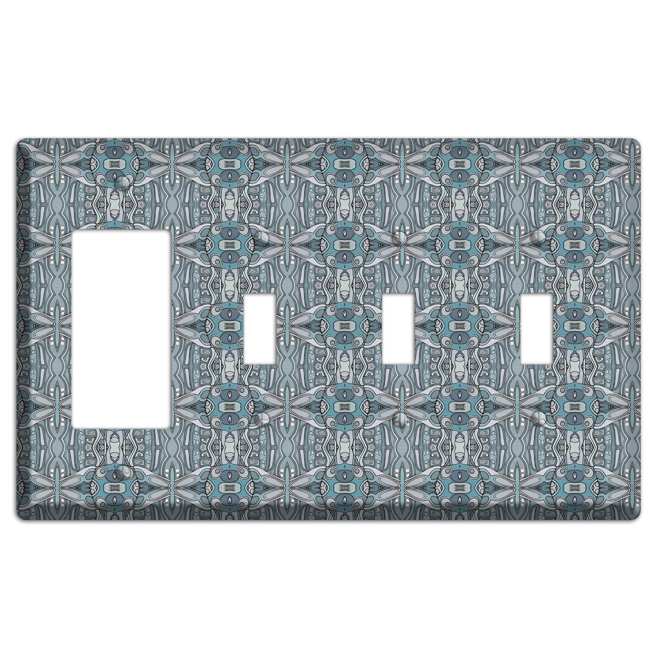 Blue Tapestry Rocker / 3 Toggle Wallplate