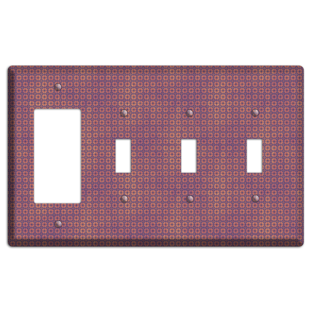 Multi Cranberry Arabesque Rocker / 3 Toggle Wallplate