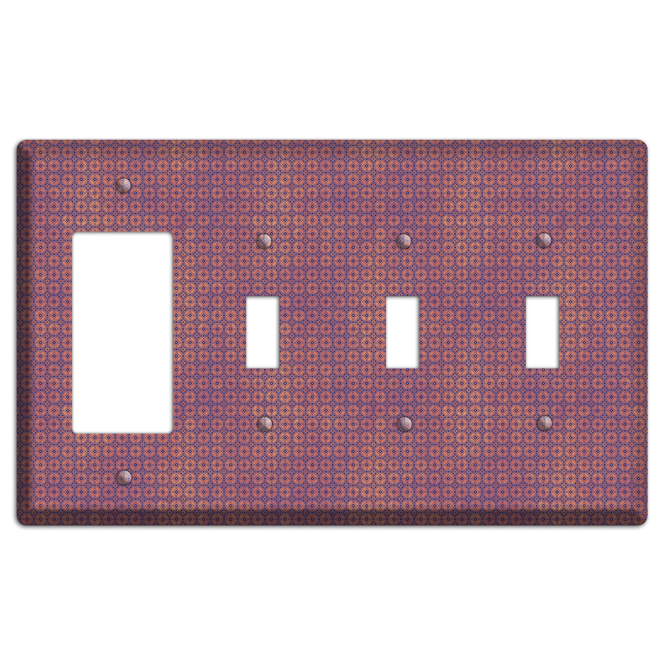 Multi Cranberry Arabesque Rocker / 3 Toggle Wallplate