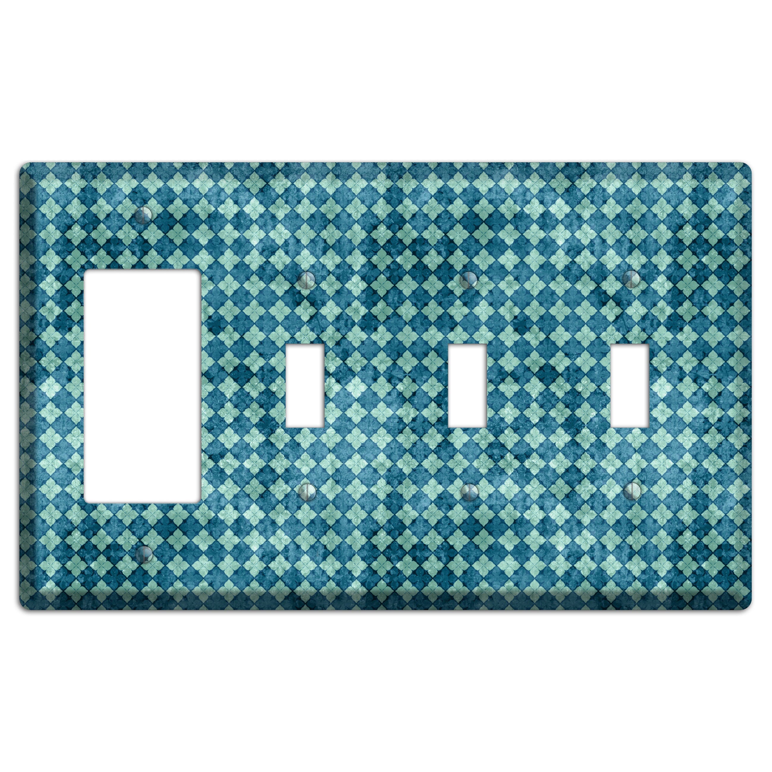 Turquoise Grunge Diamond 2 Rocker / 3 Toggle Wallplate