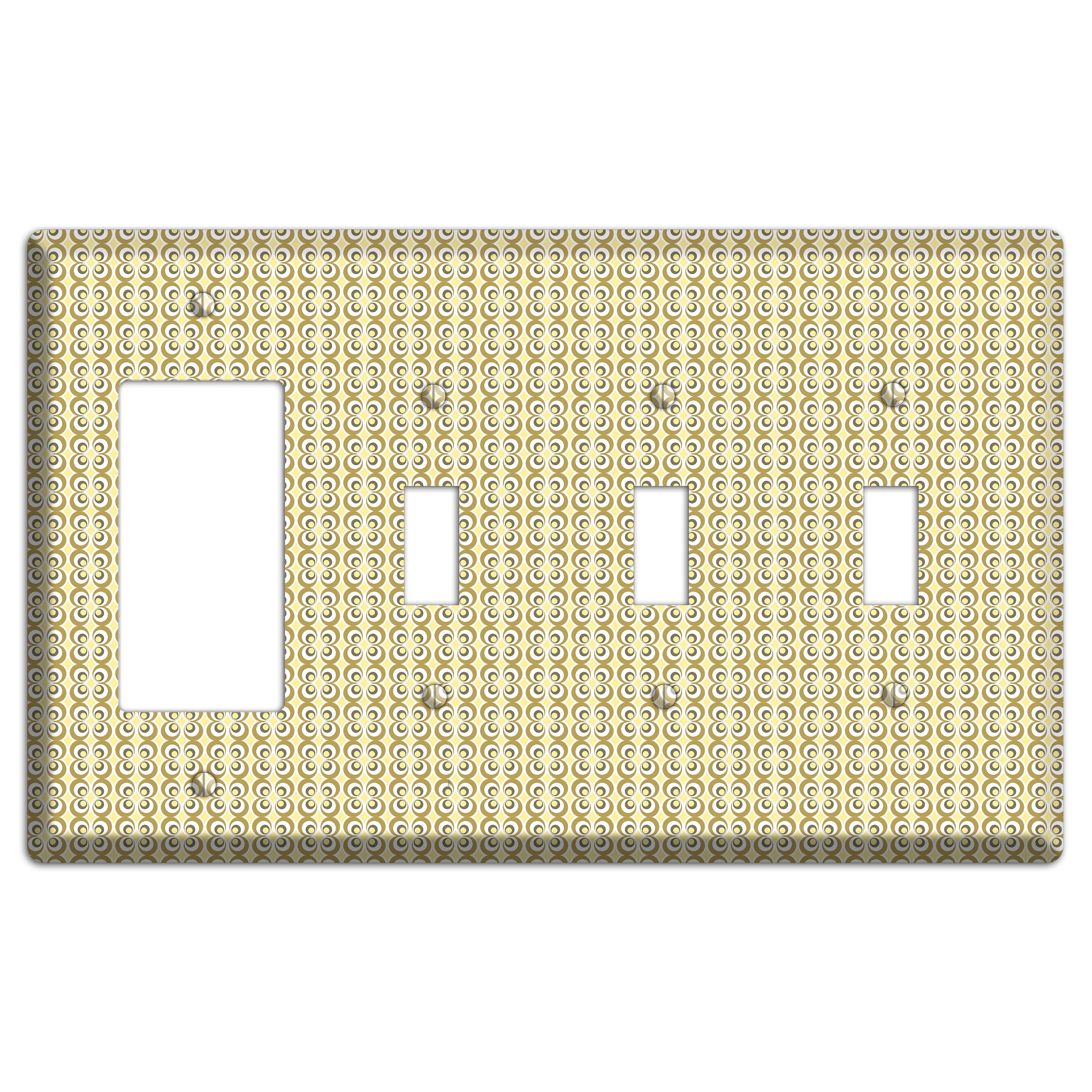 Yellow Offset Bullseye Rocker / 3 Toggle Wallplate