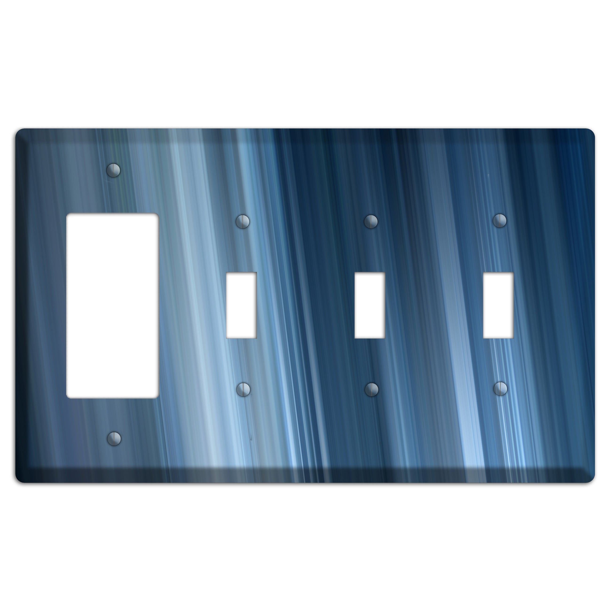 Brushed Blue Stripes Rocker / 3 Toggle Wallplate