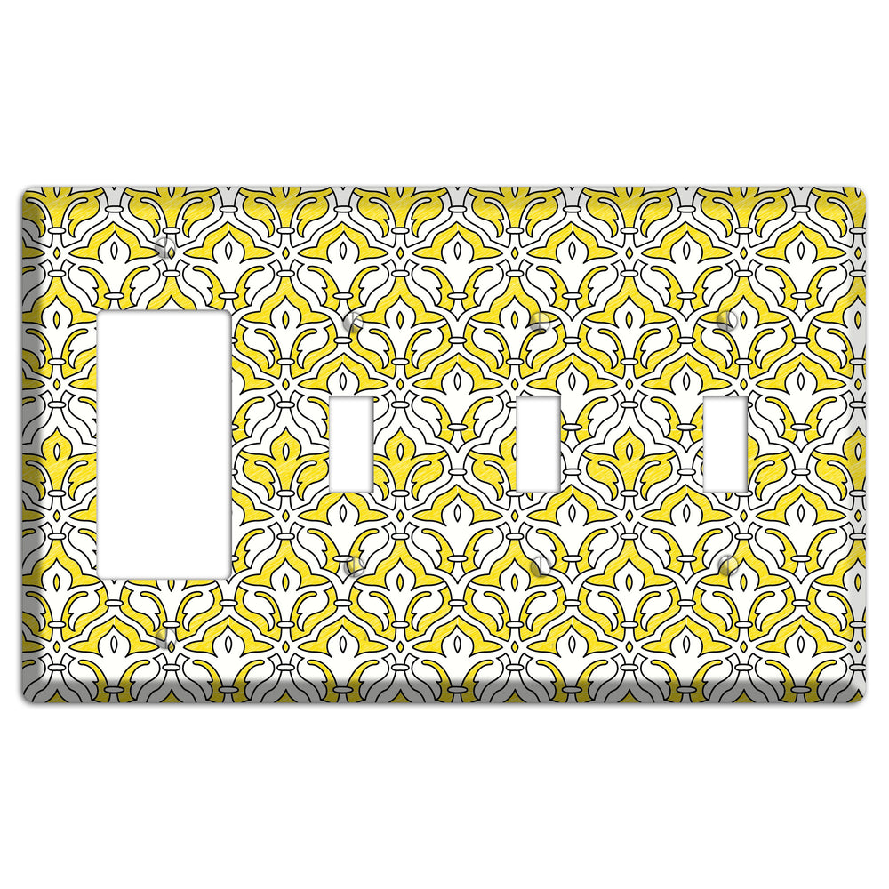 Yellow Scallop Tapestry Rocker / 3 Toggle Wallplate